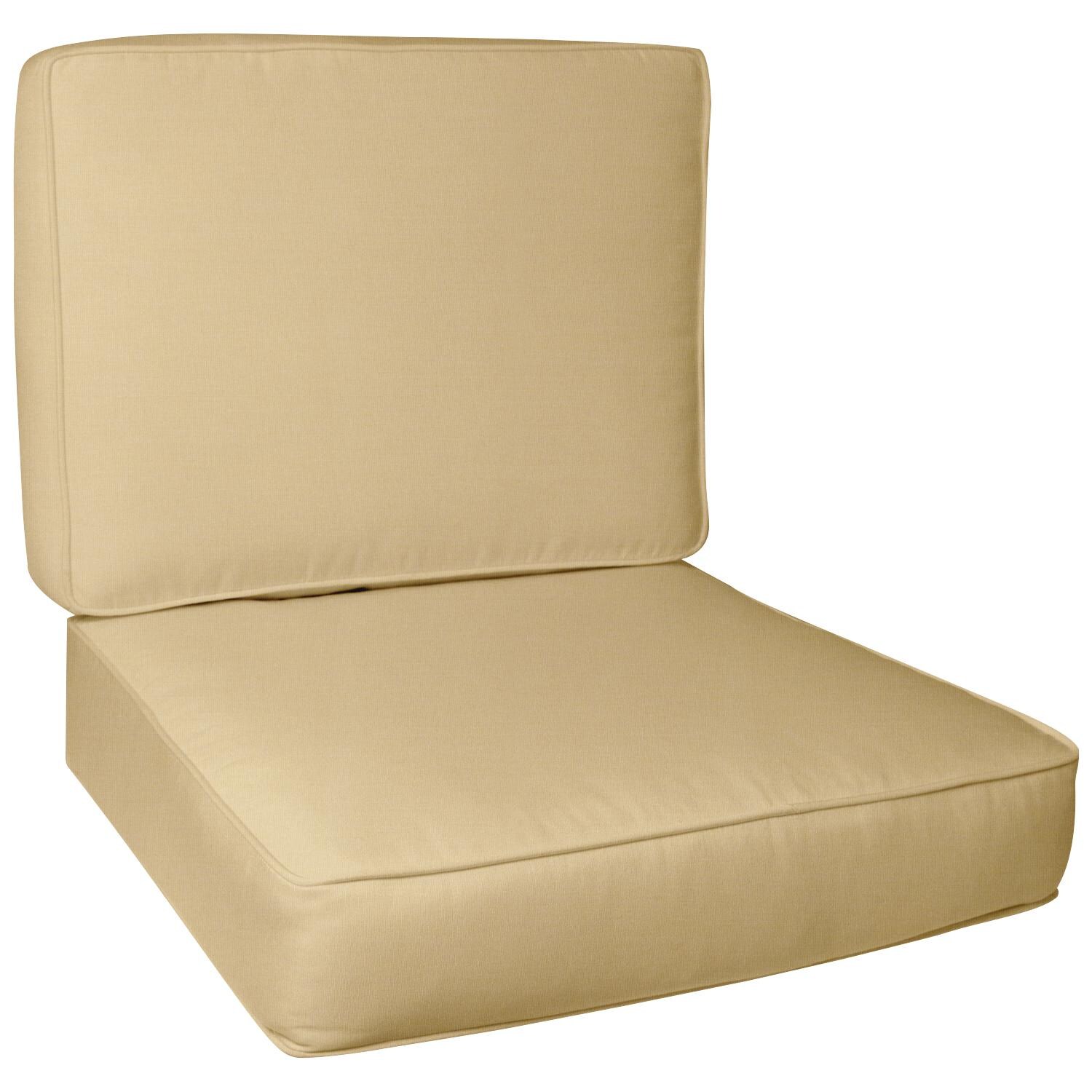 Sunbrella Canvas Wheat Large Outdoor Replacement Club Chair Cushion Set W/ Piping By UltimatePatio.com thumbnail