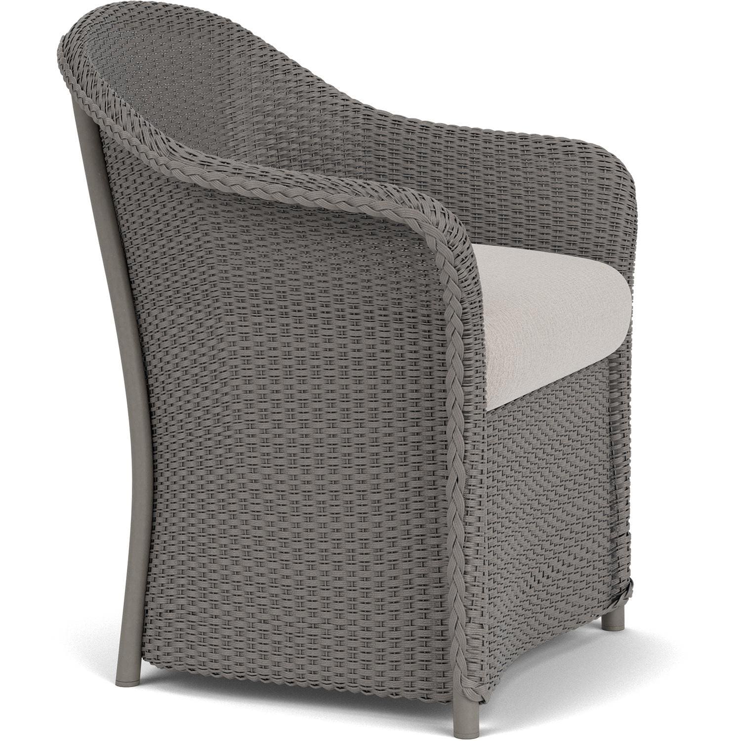 Lloyd Flanders Weekend Retreat Dining Armchair in Pewter Finish W/ Remy Cloud Fabric - Angled thumbnail