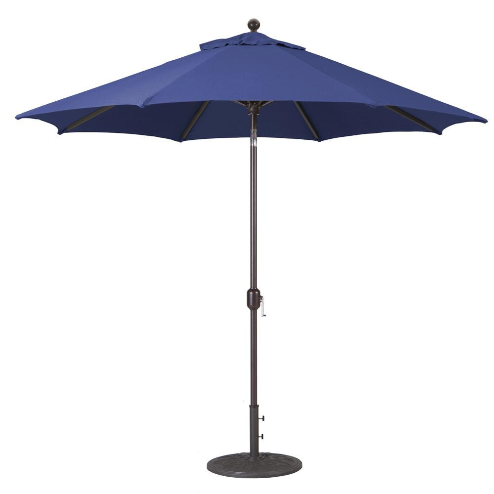 Galtech 9 Ft. Octagonal Aluminum Patio Umbrella W/ Crank Lift & Deluxe Auto Tilt - Antique Bronze Frame W/ Navy Sunbrella Fabric (Umbrella Base Not Included) thumbnail