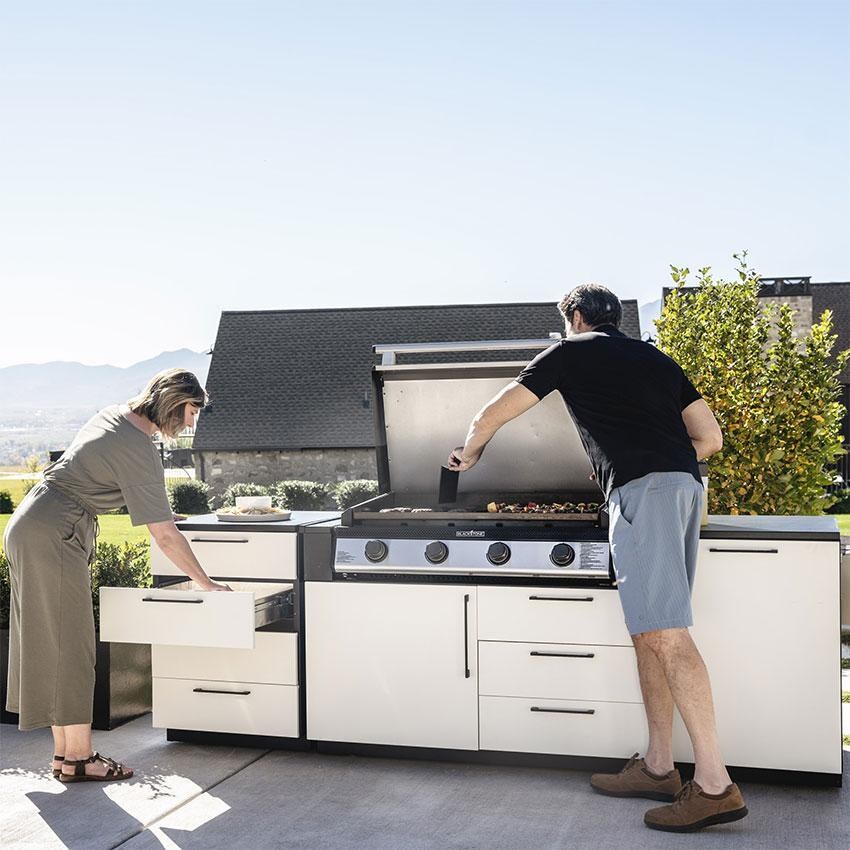 Blackstone KT23024 8 Inch Outdoor Kitchen Module Set w/ 36 Inch Built-In Griddle - Outdoor Patio - Lifestyle thumbnail