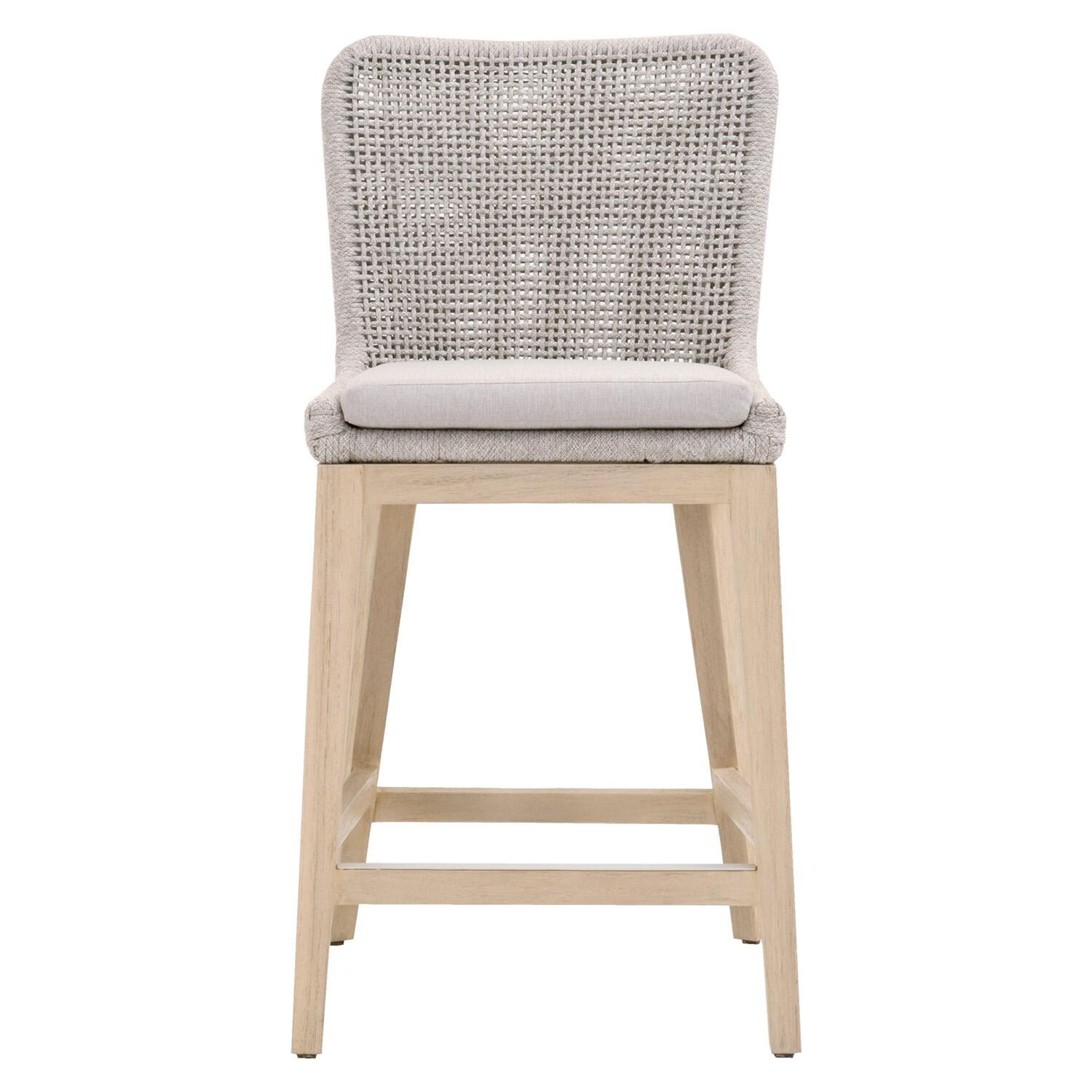 Lakeview Corbin Bay Woven Rope Counter Bar Stool in Taupe & White thumbnail