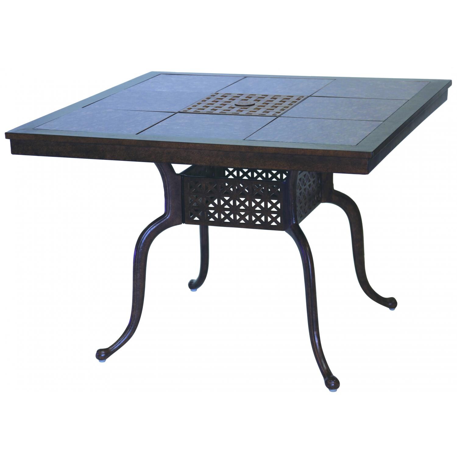 Darlee Series 77 41 X 41 Inch Cast Aluminum Patio Dining Table With Granite Top - Mocha / Brown Granite Tile