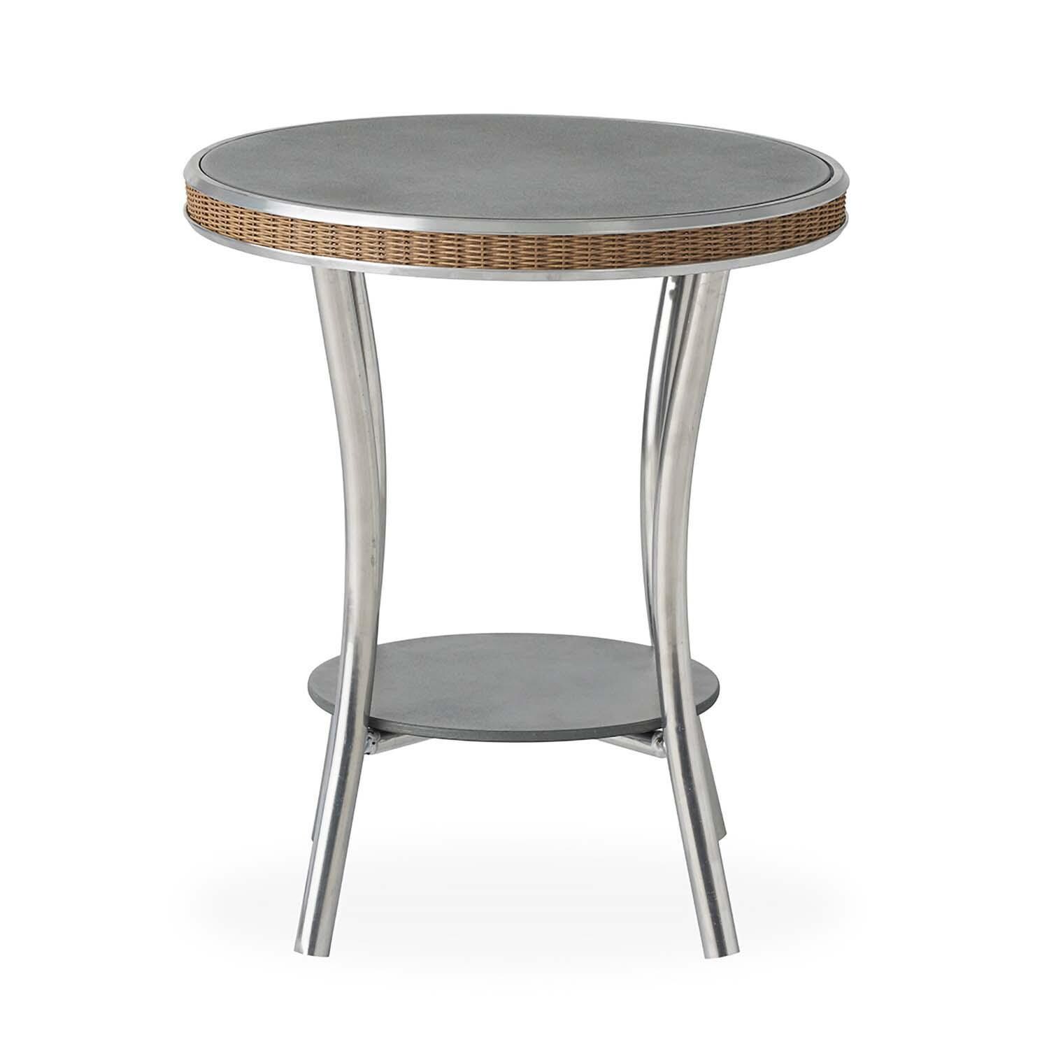 Essence 20 Inch Hickory Wicker End Table w/ Charcoal Glass By Lloyd Flanders