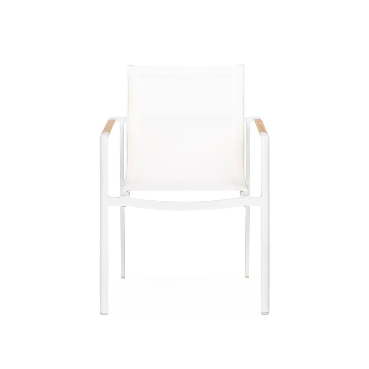 Teak + Table St Barts Aluminum Stacking Dining Chair in White - Front - White Background thumbnail