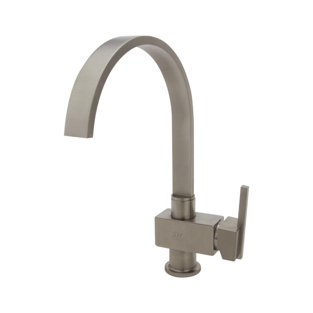 SIR Faucets Single Handle Flat Spout Kitchen Faucet - Brushed Nickel thumbnail