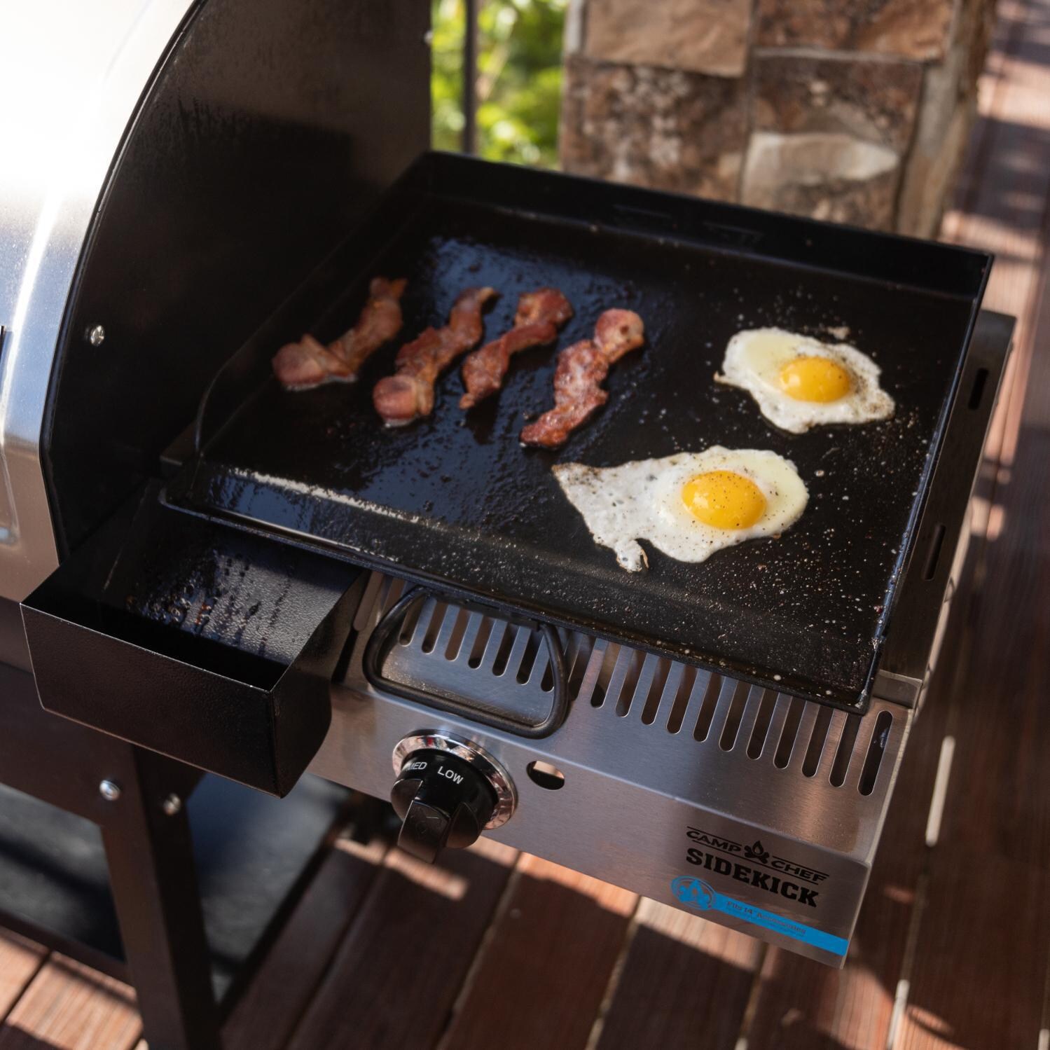 Camp Chef 14-Inch Sidekick Pellet Grill Side Burner w/ Griddle - Cooking Breakfast thumbnail