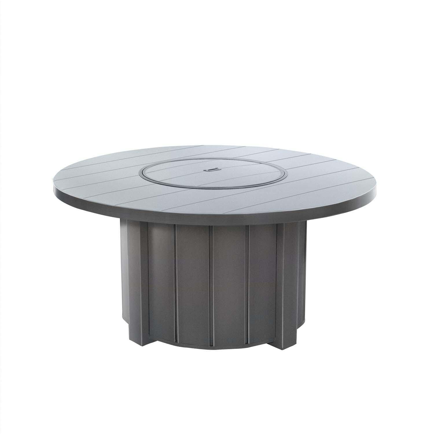 Trevi 50 Inch Round Aluminum Propane Fire Pit w/ Lid in Graphite by Ebel - Closed - White Background thumbnail