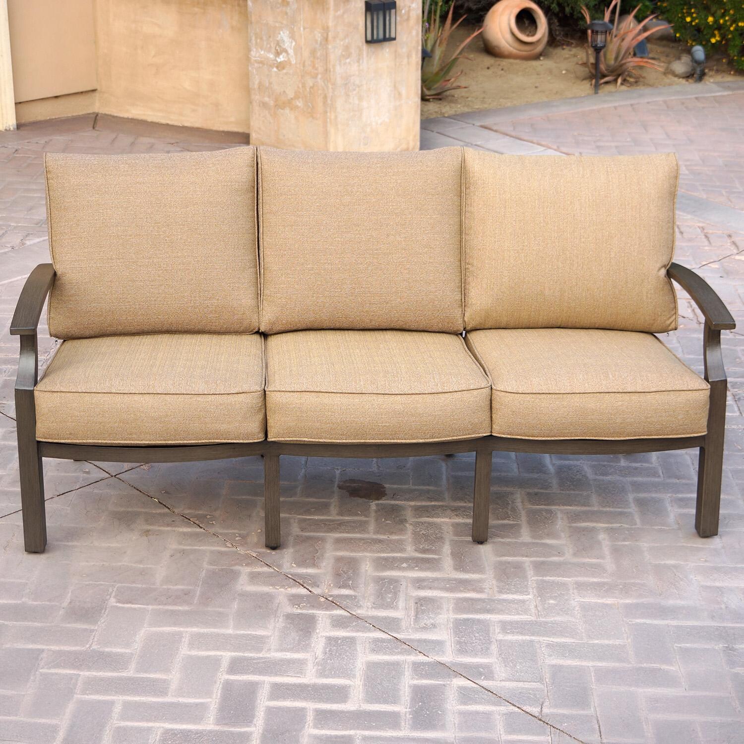 Brooklyn 2 Pc Aluminum Seating Set in Multi-brown/Sesame by Darlee - Sofa - Lifestyle thumbnail