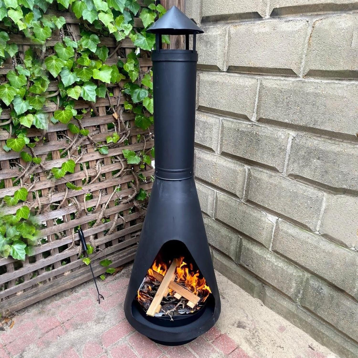 Ultimate Patio 56-Inch Steel Wood Burning Chiminea - Corner Garden thumbnail