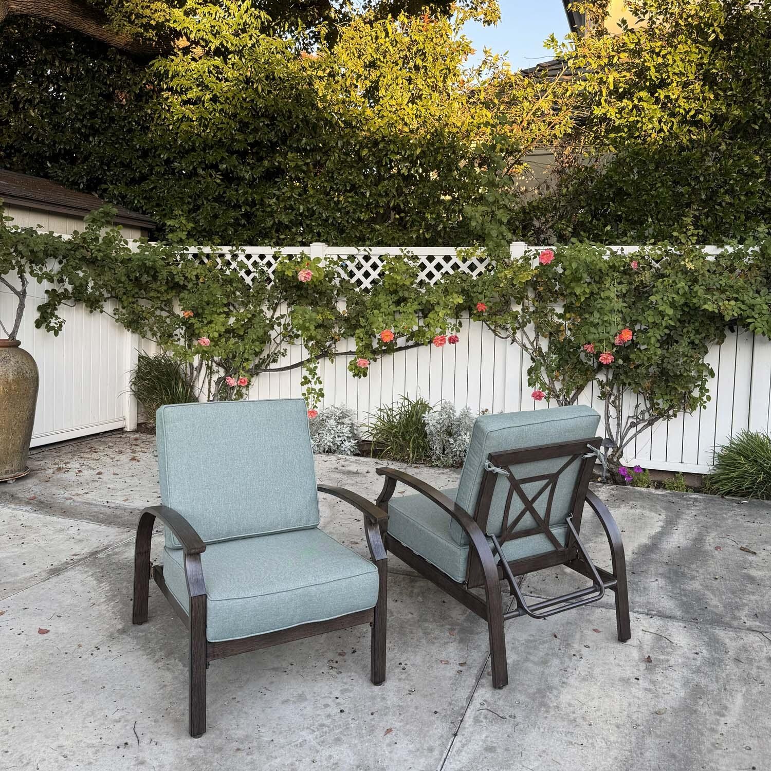 Atlantis 5 Pc Aluminum Seating Set in Walnut/Spa by Darlee - Chairs - Lifestyle thumbnail