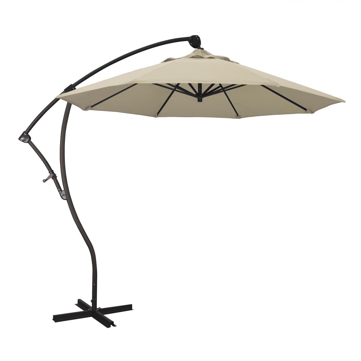 California Umbrella 9 Ft Octagonal Aluminum 2-Way Tilt Cantilever Patio Umbrella W/ Crank Lift & Aluminum Ribs - Bronze Frame / Sunbrella Canvas Antique Beige Canopy thumbnail