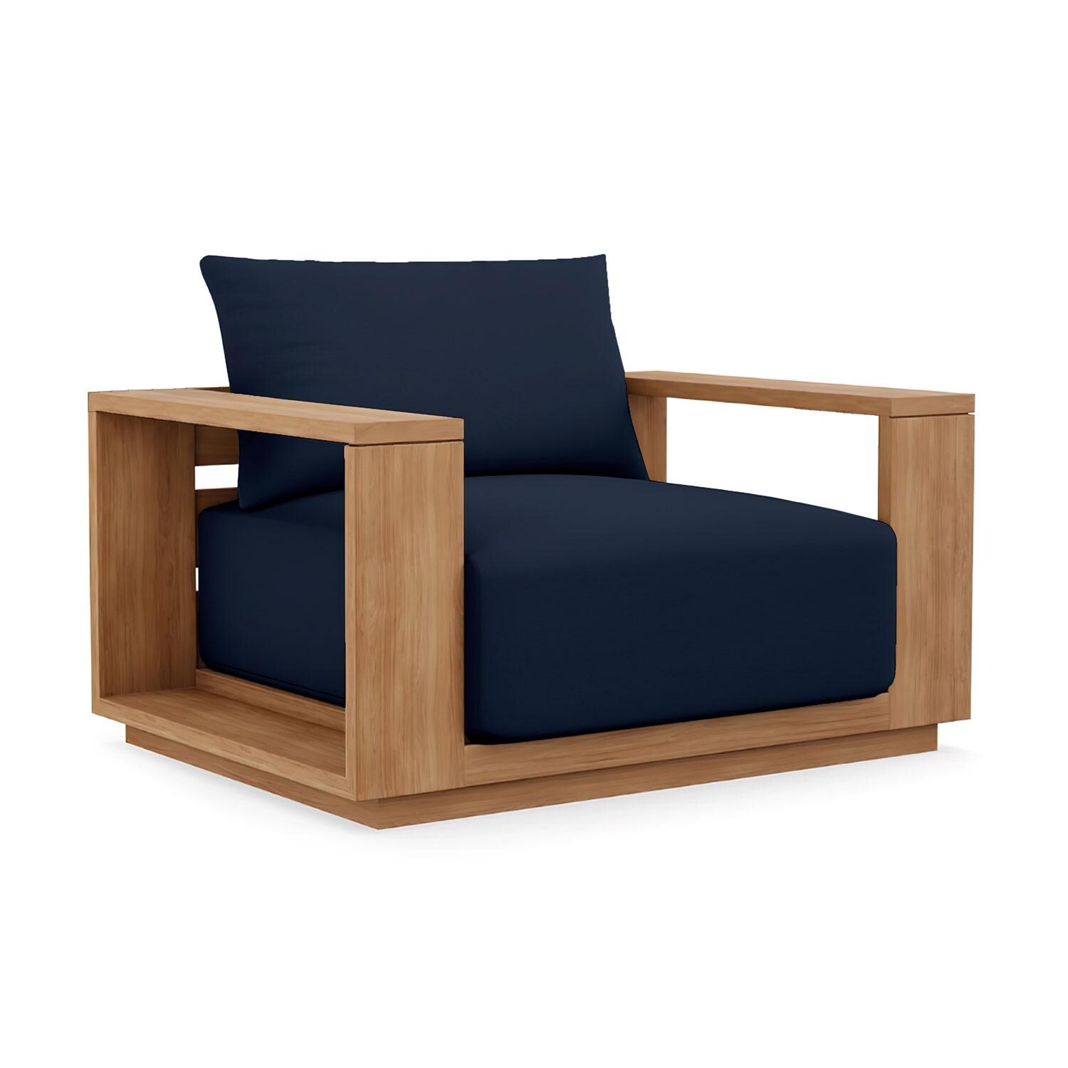 Bellawood Teak Luxe Club Chair in Indigo by Lakeview Outdoor Designs - Angled - White Background thumbnail
