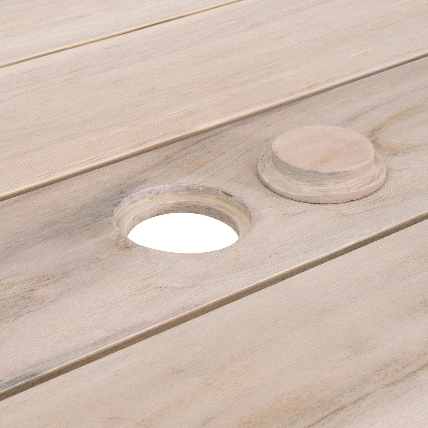 94 1/4 Inch Gray Teak Dining Table By Lakeview - Umbrella Hole thumbnail