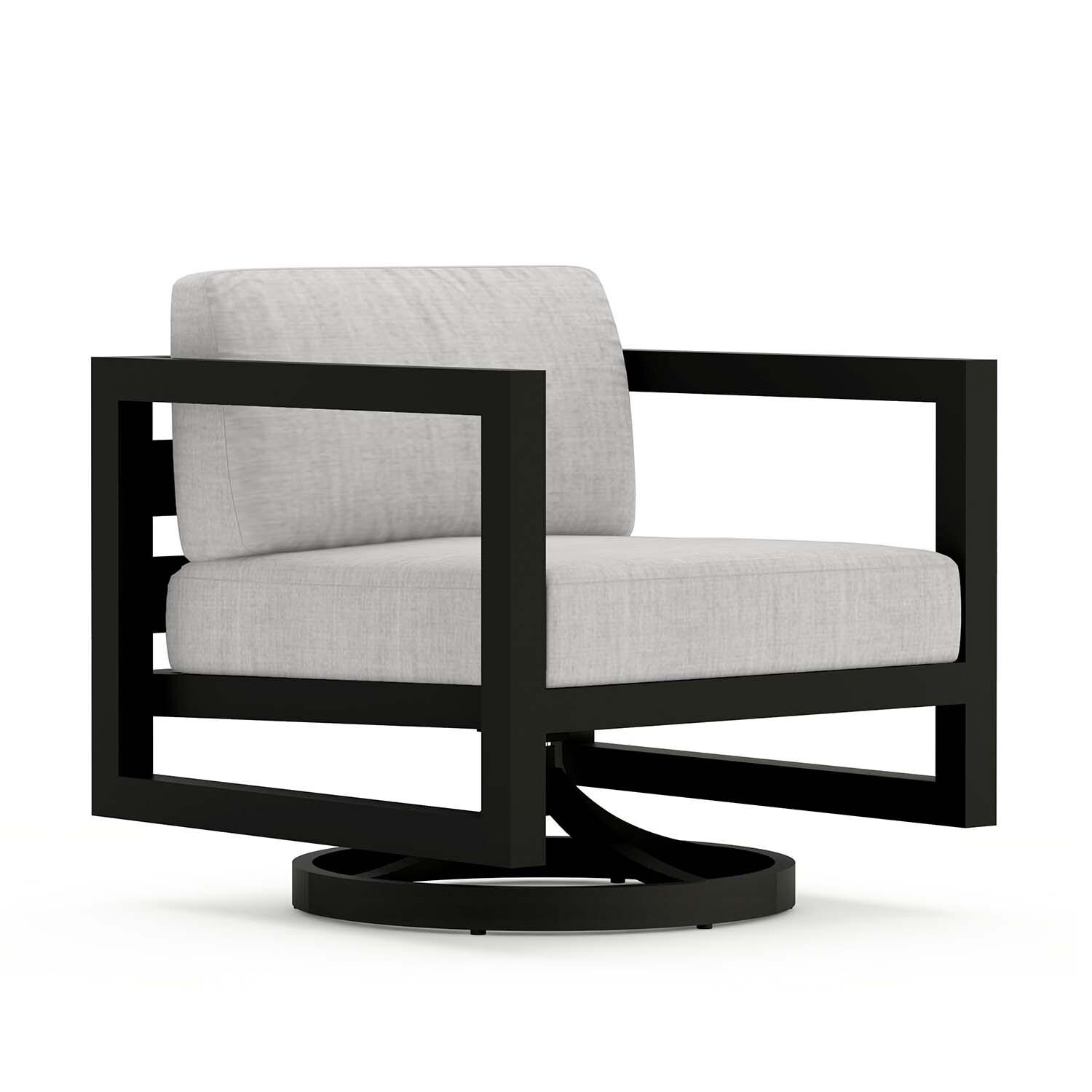 Misty Cove Aluminum Swivel Club Chair in Black/Cast Silver by Lakeview Outdoor Designs - Front Angled - White Background thumbnail