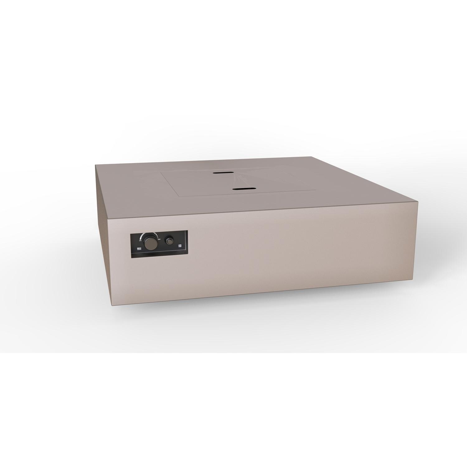 AON 56 Inch Square Powder Coated Steel Propane Fire Pit Table in Sand Pebble By Warming Trends - Angled View - White Background thumbnail