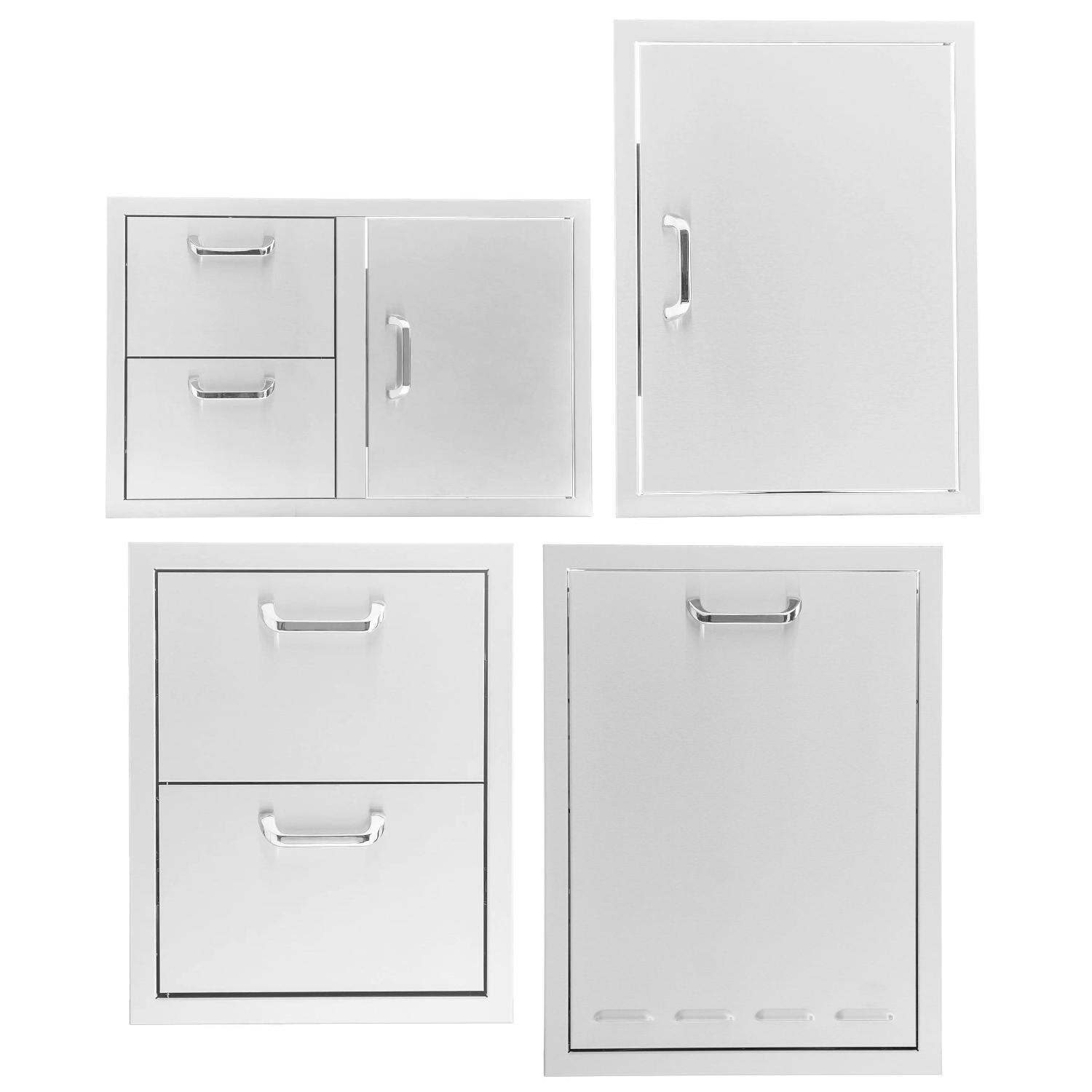 BBQGuys Signature 4 Pc 32-in Contempo/Traditional Door & Drawer Combo Outdoor Kitchen Storage Package - Traditional - White Background thumbnail