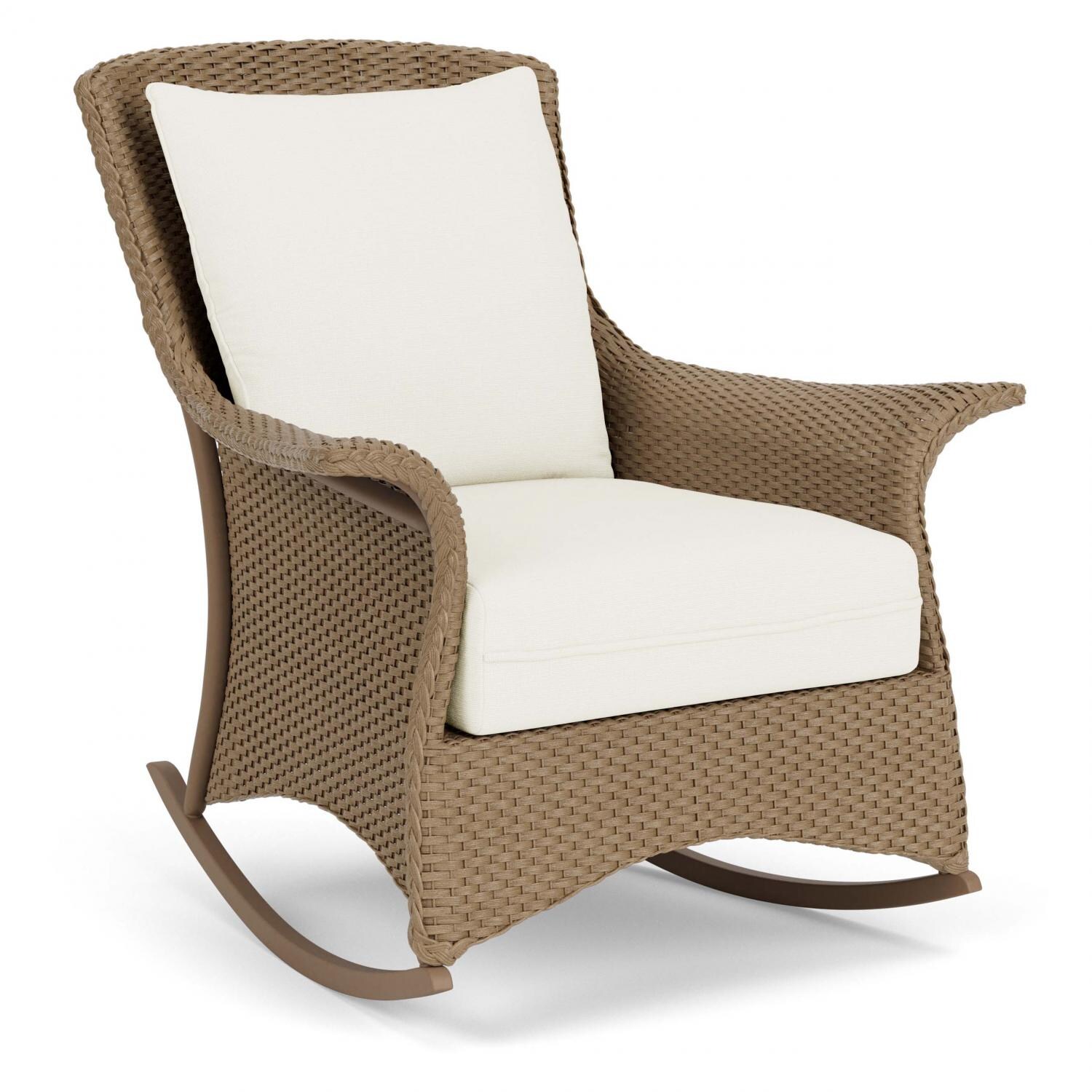 Lloyd Flanders Mandalay Lounge Rocker in Fawn Finish with Sailcloth Salt fabric - Angled thumbnail