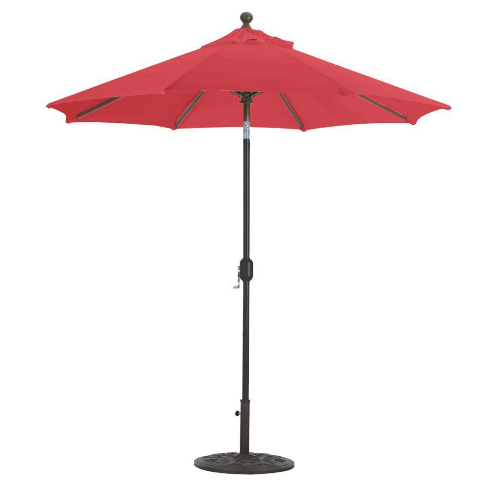 Galtech 7.5 Ft. Octagonal Aluminum Patio Market Umbrella W/ Crank Lift And Deluxe Auto Tilt - Black Frame W/ Sunbrella Canvas Jockey Red Canopy