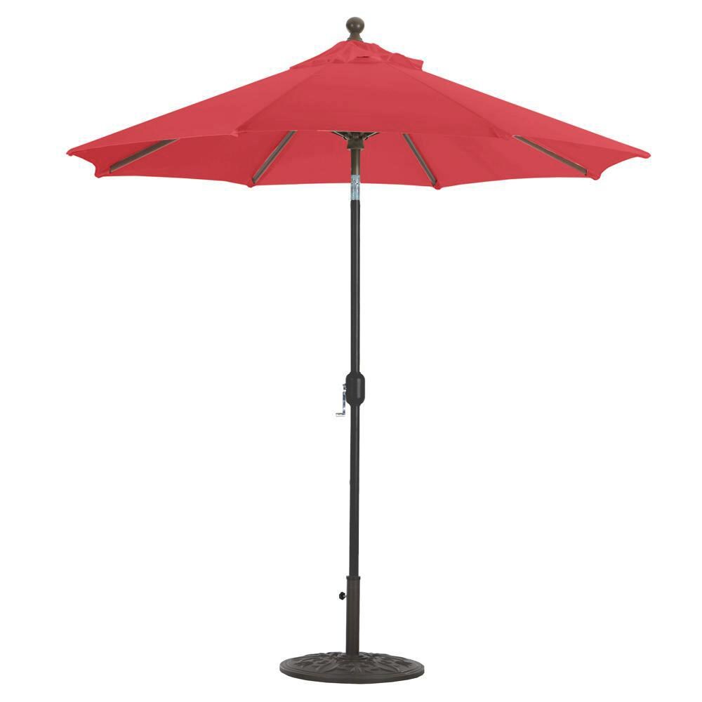 Galtech 7.5 Ft. Octagonal Aluminum Patio Umbrella W/ Crank Lift & Deluxe Auto Tilt - Black Frame W/ Jockey Red Sunbrella Fabric (Umbrella Base Not Included) thumbnail