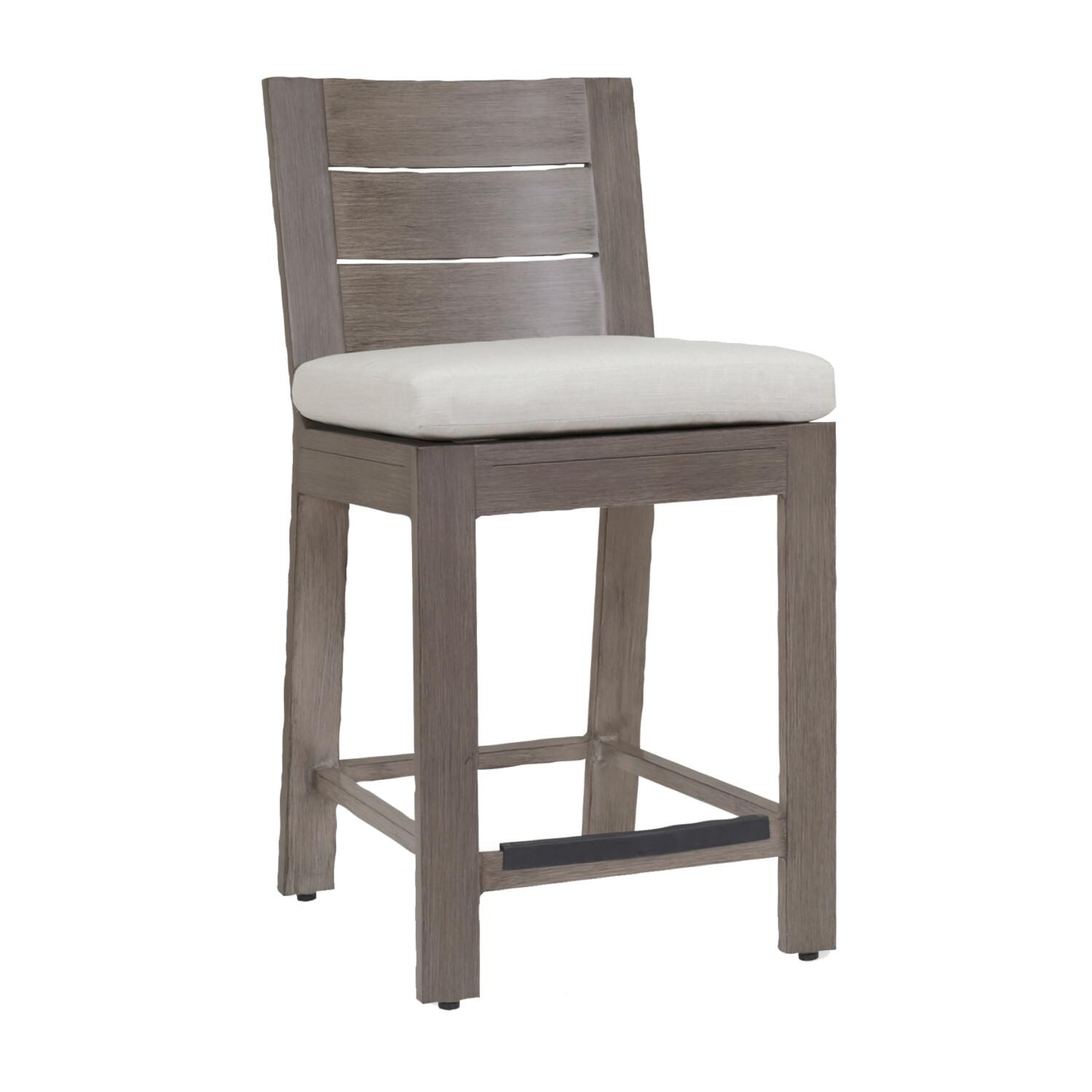 Laguna Aluminum Patio Bar Stool W/ Sunbrella Canvas Flax Cushion By Sunset West thumbnail