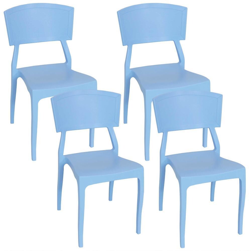 Ultimate Patio Avondale Plastic Patio Dining Chair - Set of 4 - Light Blue