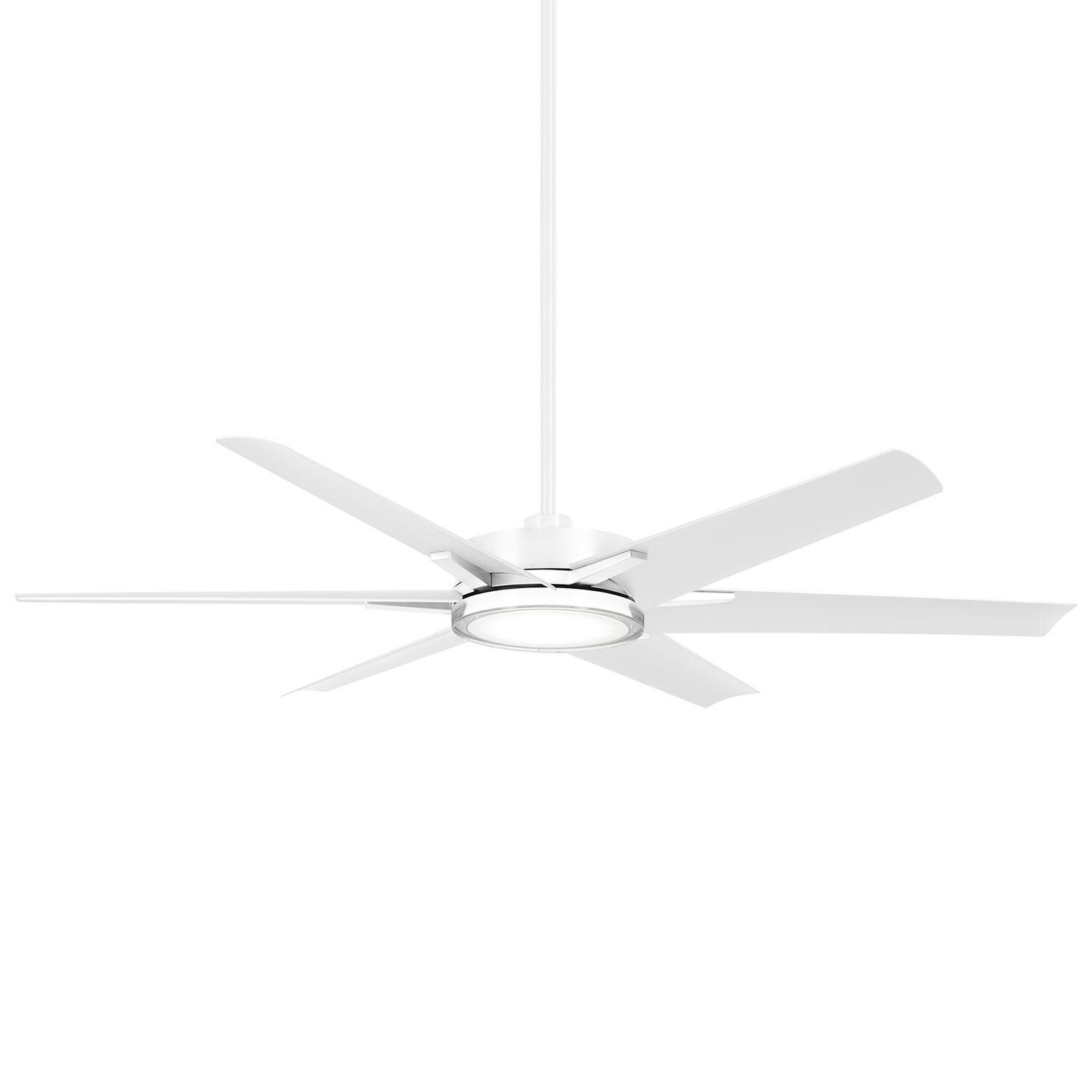 Minka-Aire Deco 65-Inch 6 Blade Outdoor LED Ceiling Fan in Flat White with Remote Control - F866L-WHF