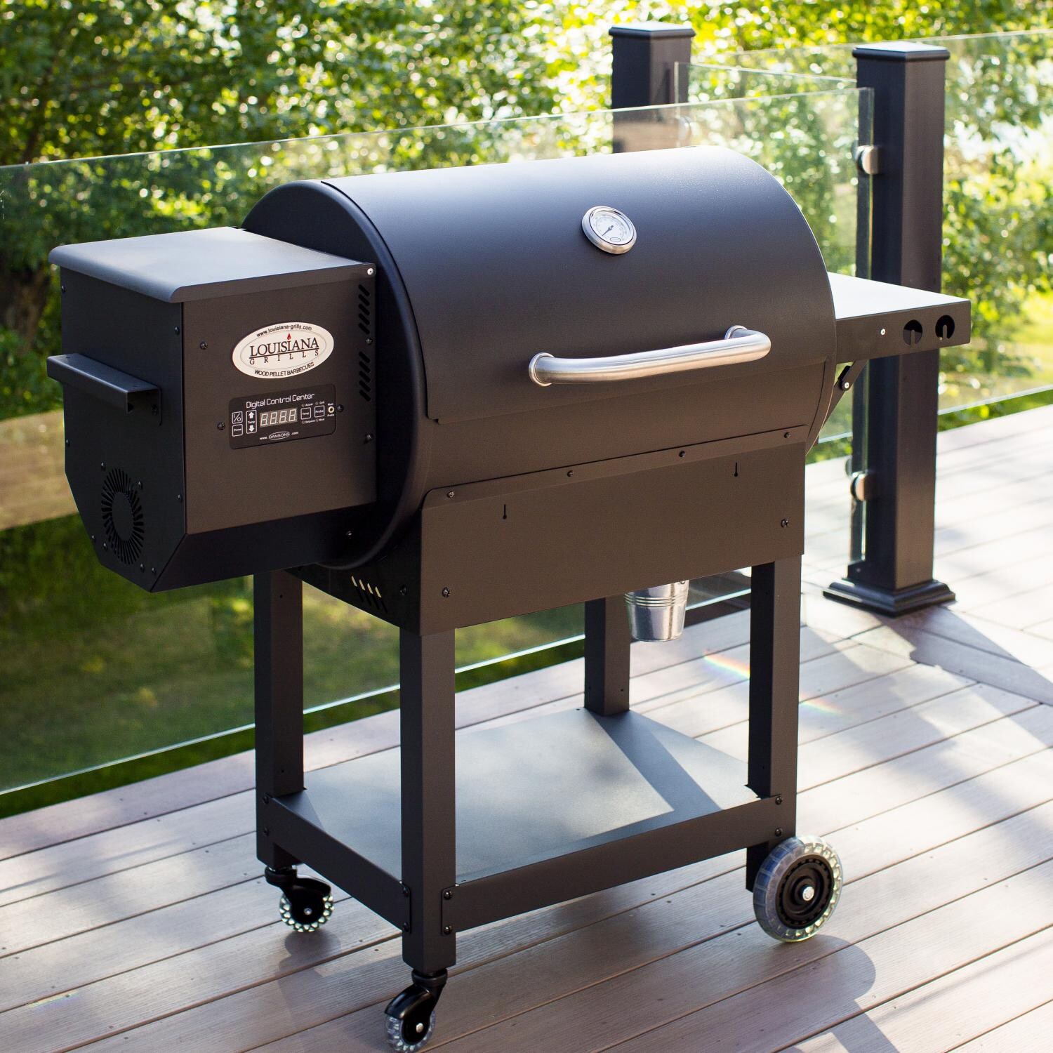 Louisiana Grills LG700 Pellet Grill On Cart - On Deck (Shown With Optional Side Shelf - Not Included) thumbnail