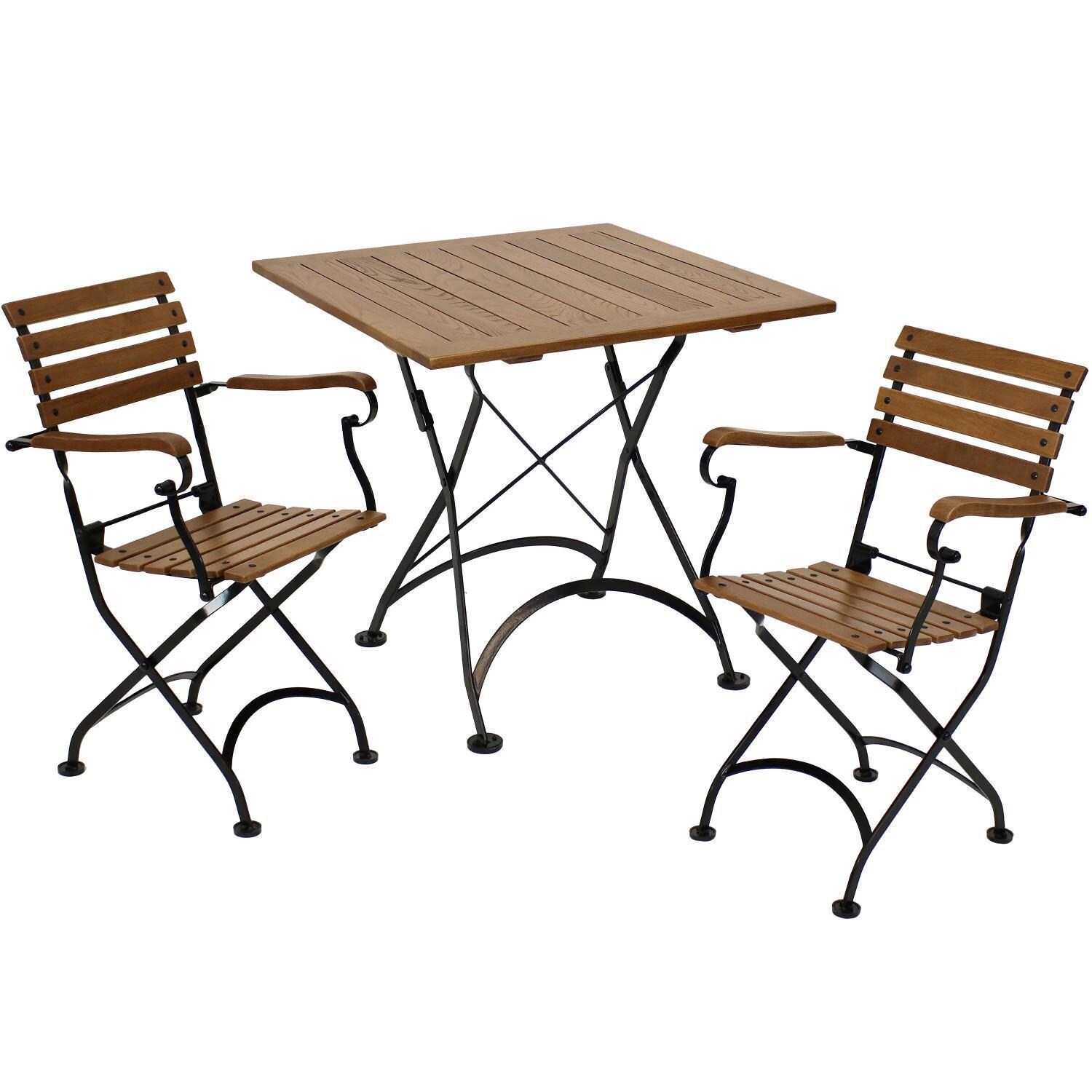 Ultimate Patio Essential European 3-Piece Chestnut Folding Bistro Set thumbnail