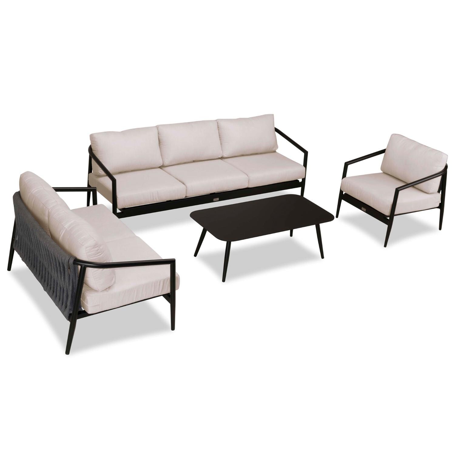 Lakeview Midnight Cove 4 Pc Aluminum Sofa Loveseat Seating Set in Black/Carbon/Cast Silver - Top - White Background thumbnail