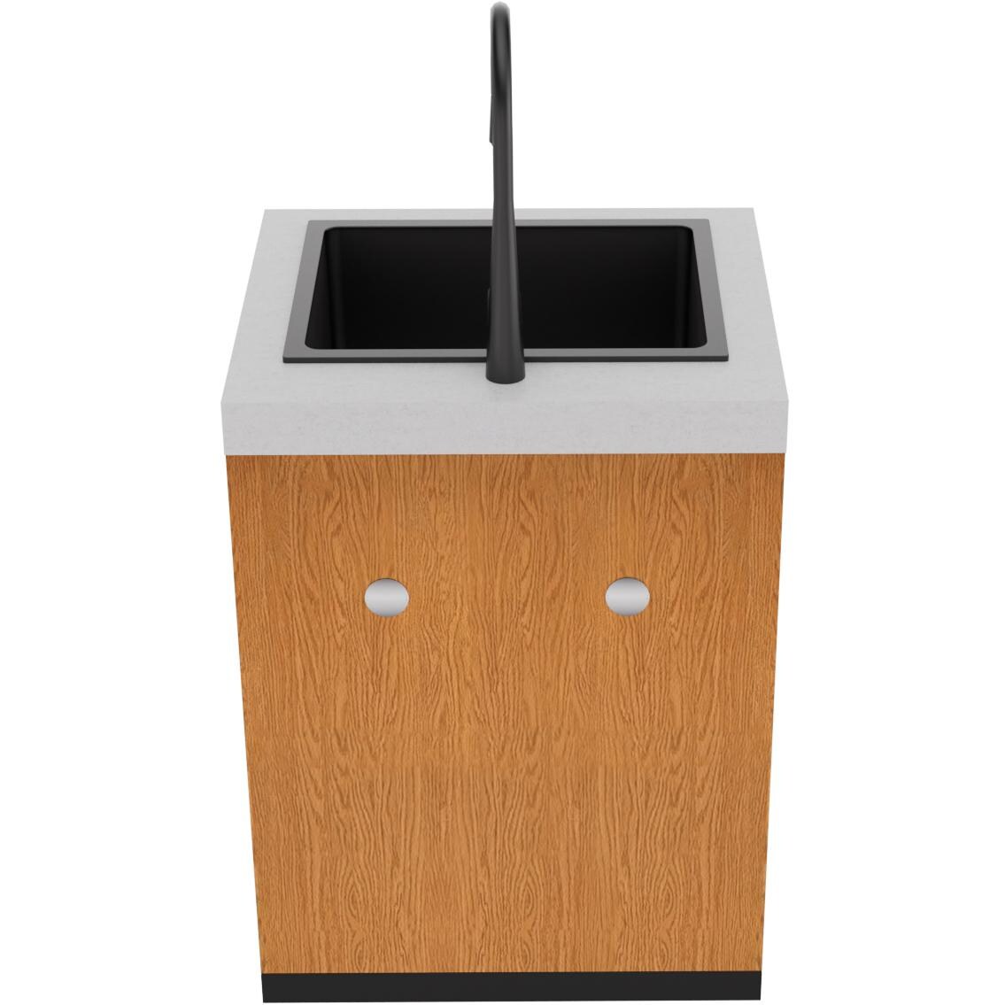 Everdure 6 Ft Outdoor Kitchen Island w/ Marine Grade Aluminum Cabinets in Timber Effect - Sink Module Back - White Background thumbnail