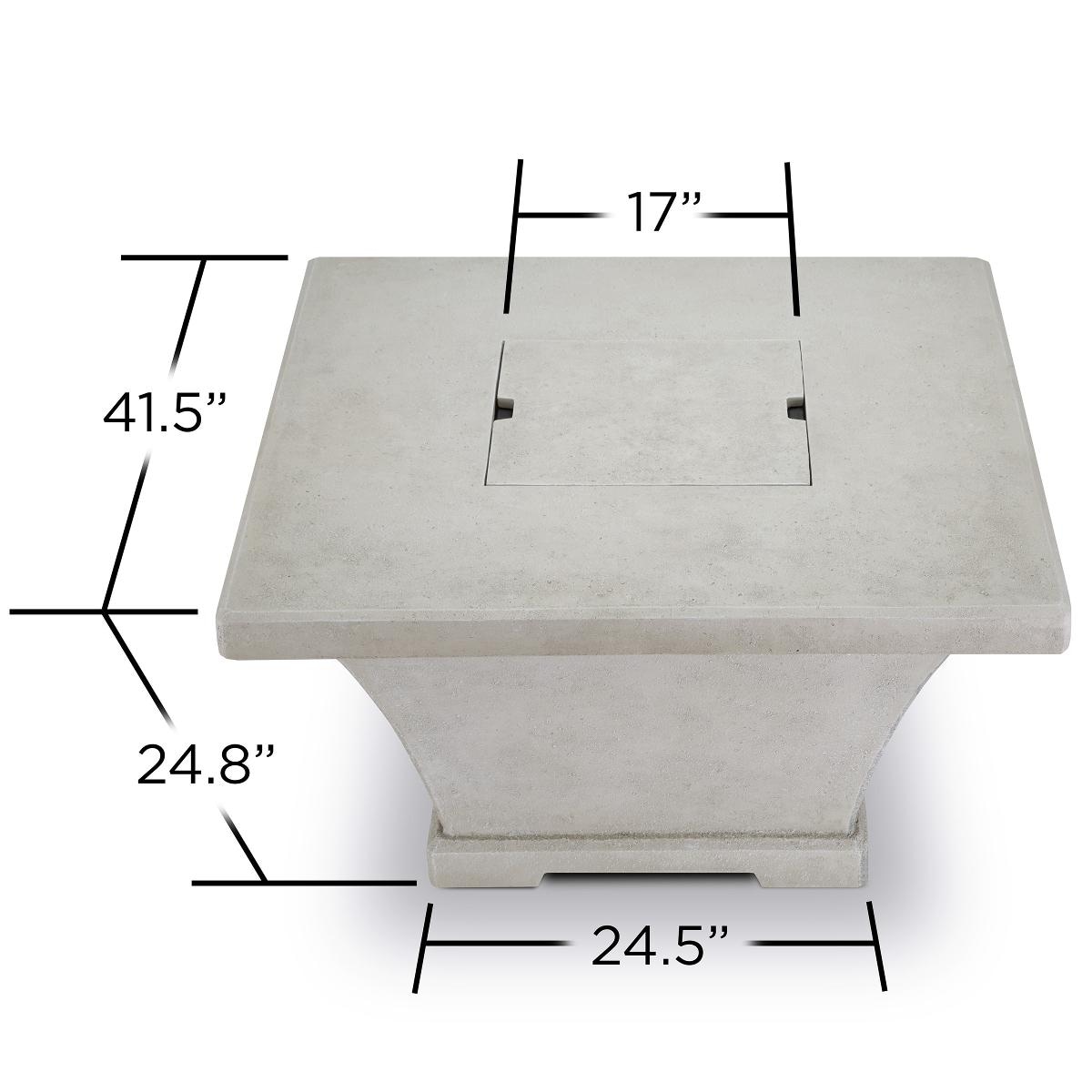 Real Flame Monaco 41-Inch Square Chat Height Propane Fire Table - Cream - Dimensions thumbnail