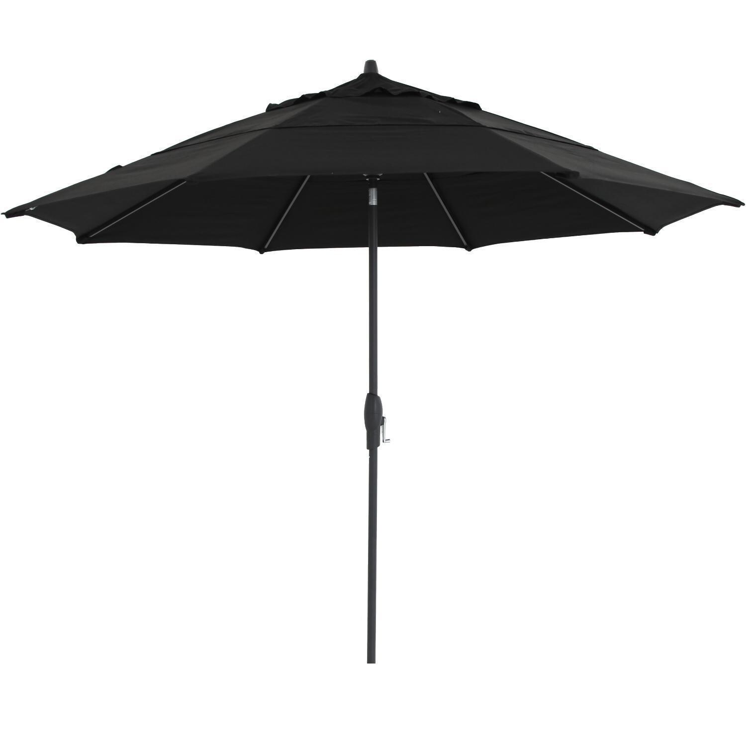 11 Ft. Octagonal Aluminum Auto Tilt Patio Umbrella W/ Crank Lift & Double Vent By BBQGuys - Black Frame / Sunbrella Canvas Black Canopy thumbnail