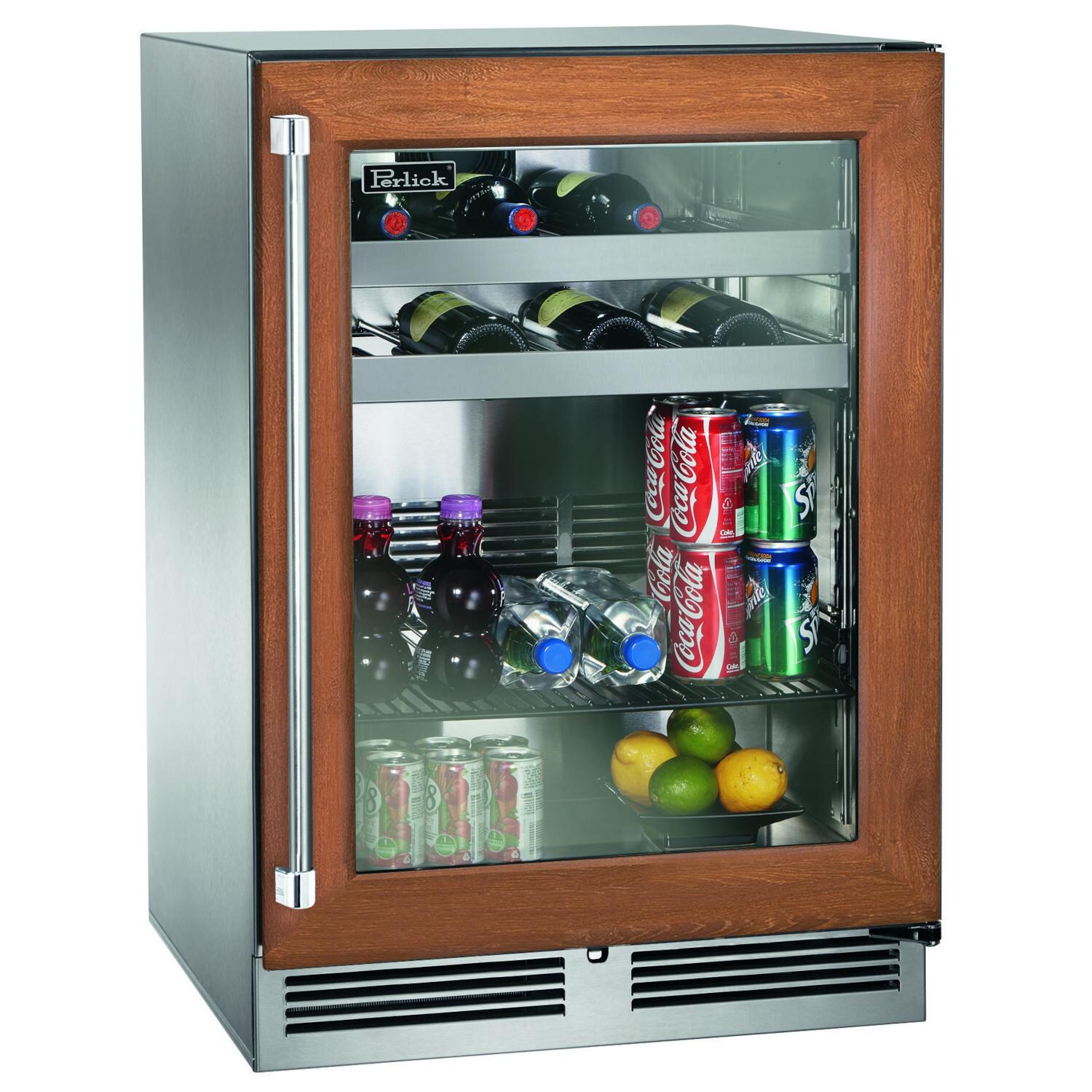 Perlick HP24BO-4-4R 24-Inch Signature Series Stainless Steel Panel Ready Glass Door Outdoor Beverage Center - Right Hinged - Custom Light Wood Panel thumbnail