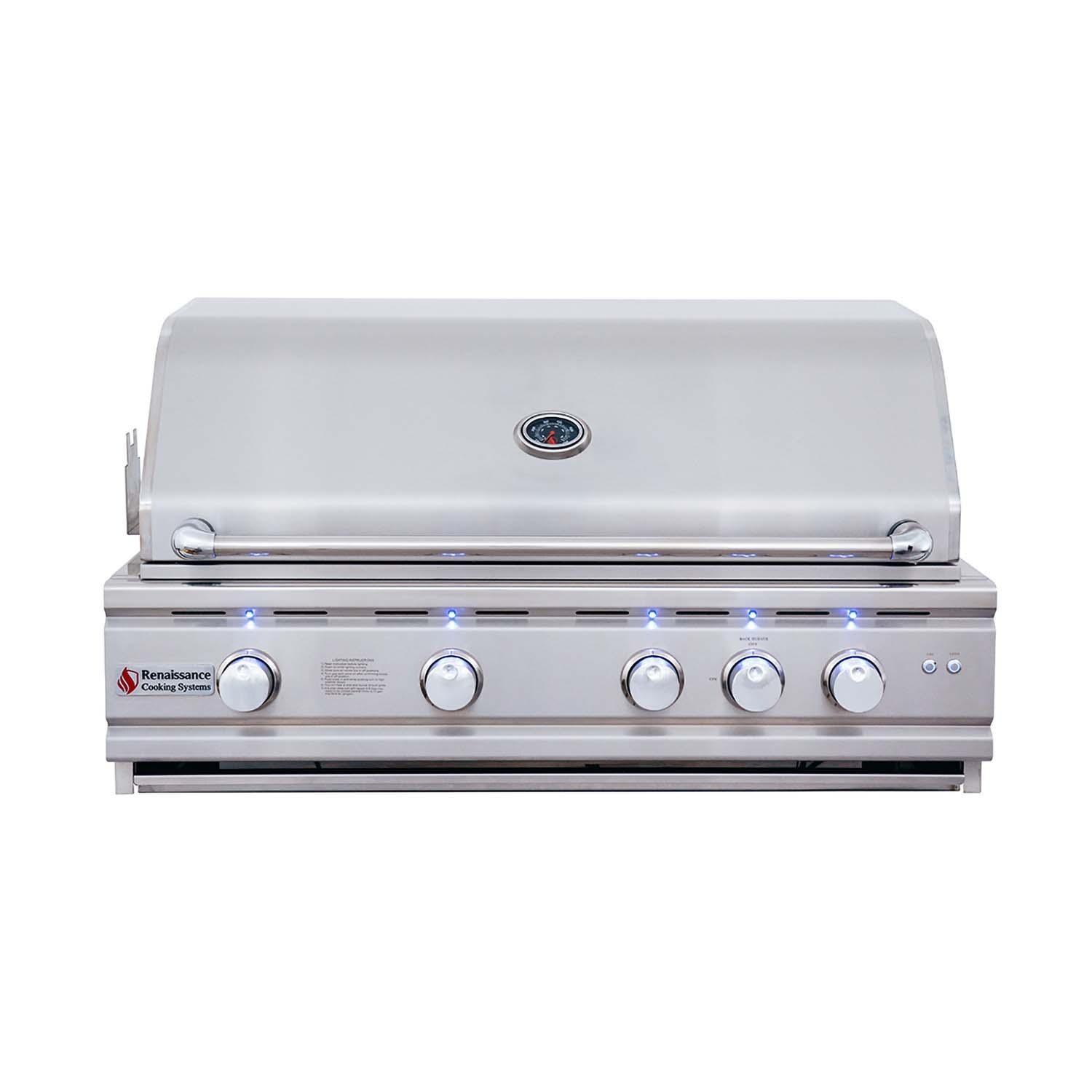 RCS Cutlass Pro 38 Inch Built-In Natural Gas Grill w/ Ceramic Briquette Tray Flame Tamers - RON38B