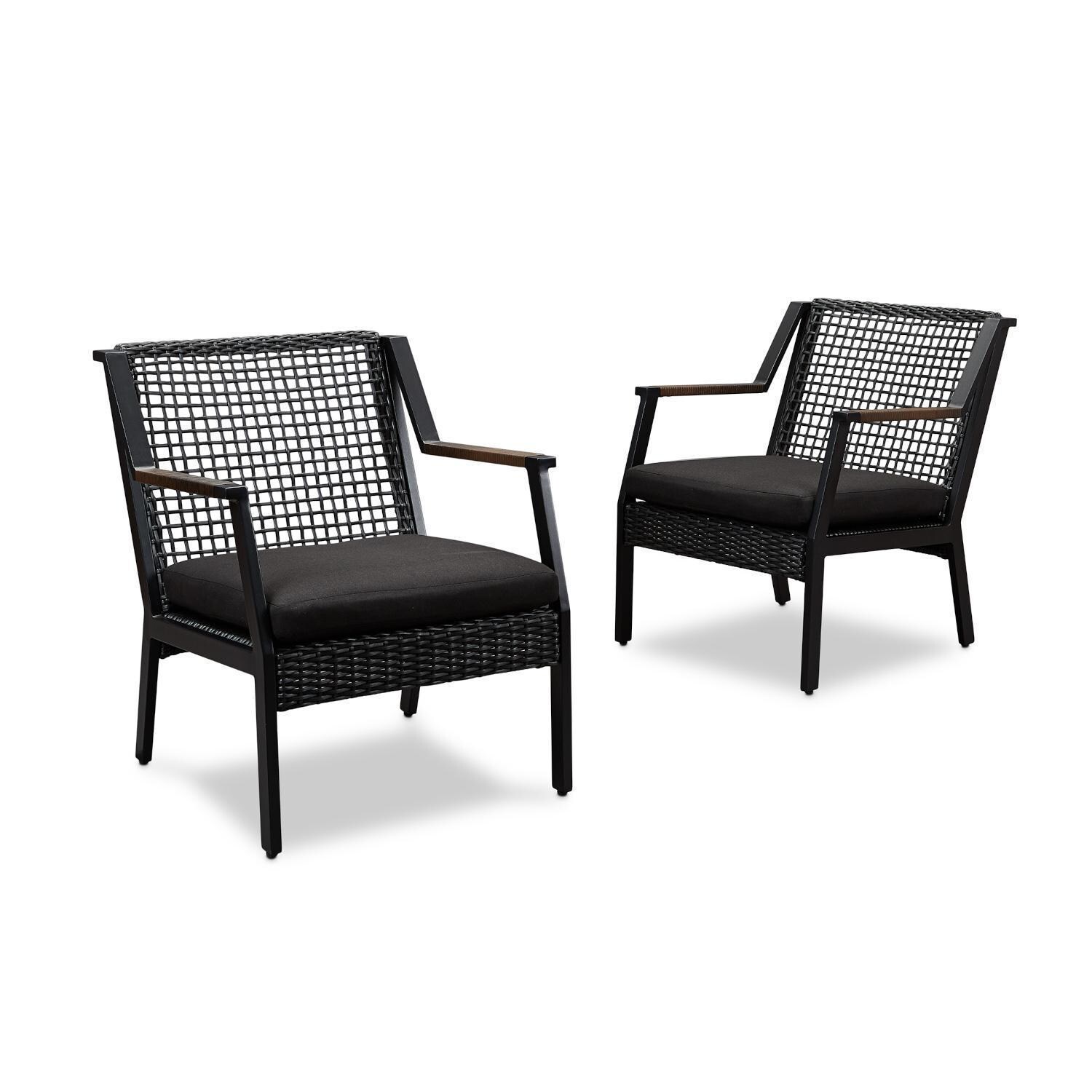 Lakeview Rustic Bay Black 2 Piece Aluminum Chair Set - Full Set - White Background thumbnail