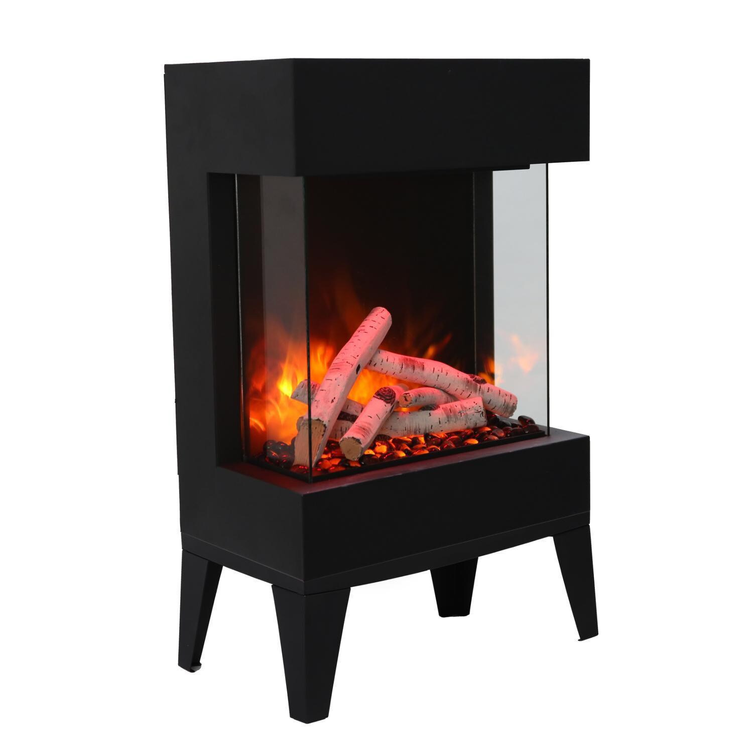 Amantii Cube Smart 20-Inch Three Sided Freestanding Electric Fireplace W/ Leg Base - Indoor/Outdoor - CUBE-2025WM