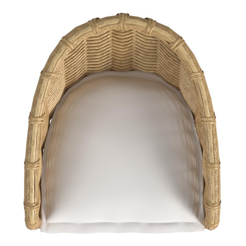 Playa Resin Wicker Counter Height Barstool in Medium Wood/Soothe Pearl by Sunset West - Top - White Background thumbnail