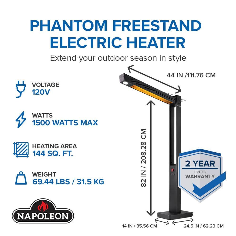 Napoleon NEOFV80IH Phantom Freestanding 1500W Electric Infrared Patio Heater - Detail thumbnail