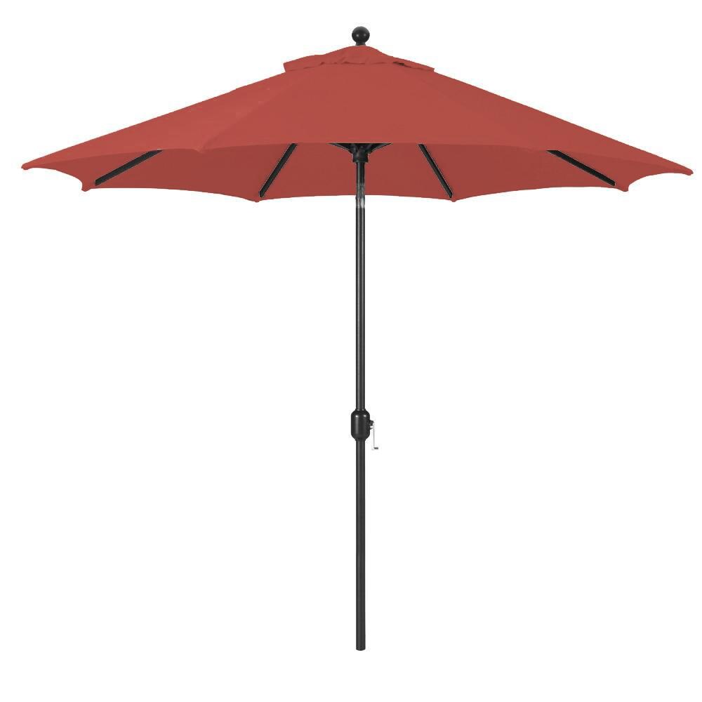 Galtech 9 Ft. Octagonal Aluminum Patio Market Umbrella W/ Crank Lift And Deluxe Auto Tilt - Black Frame W/ Sunbrella Canvas Henna Canopy