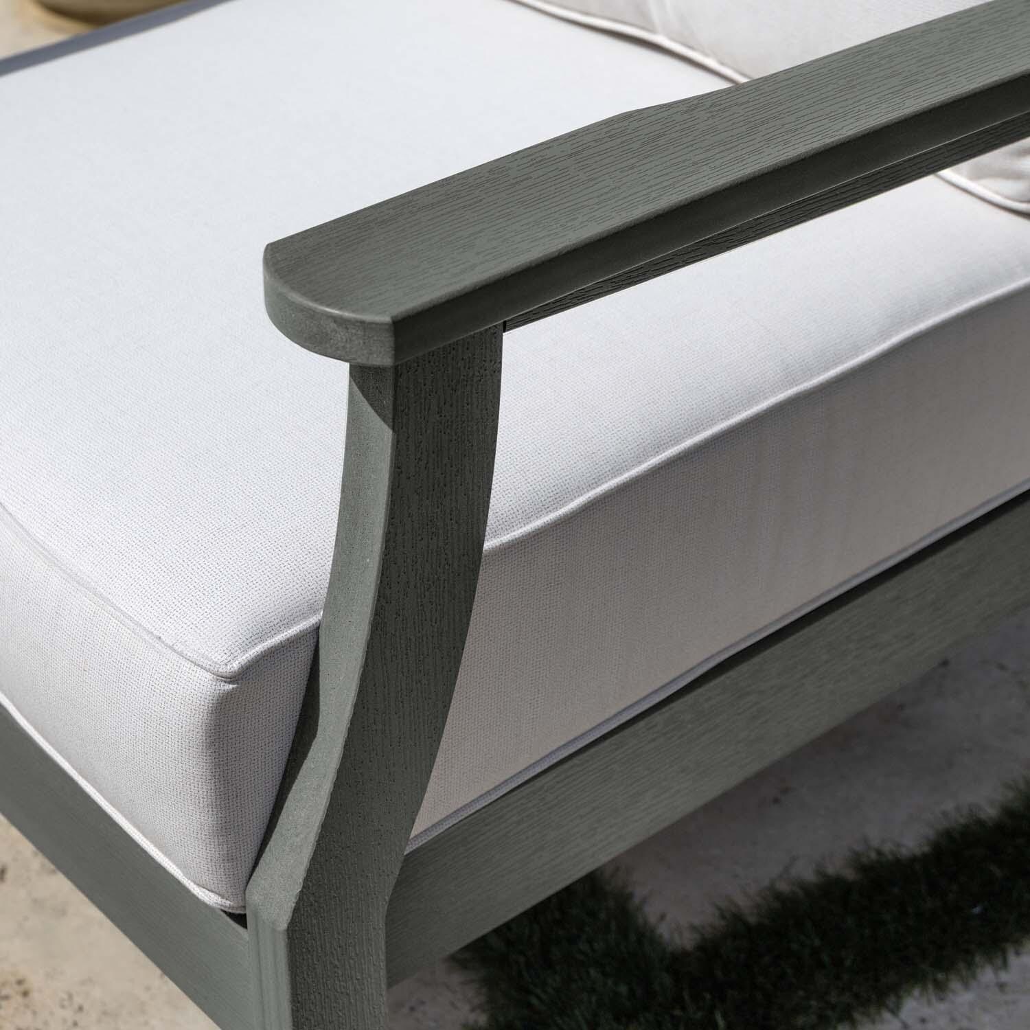 Blushing Bay Recycled Plastic Club Chair in Bliss Linen/Coastal Teak by Lakeview Outdoor Designs - Frame - Detail thumbnail