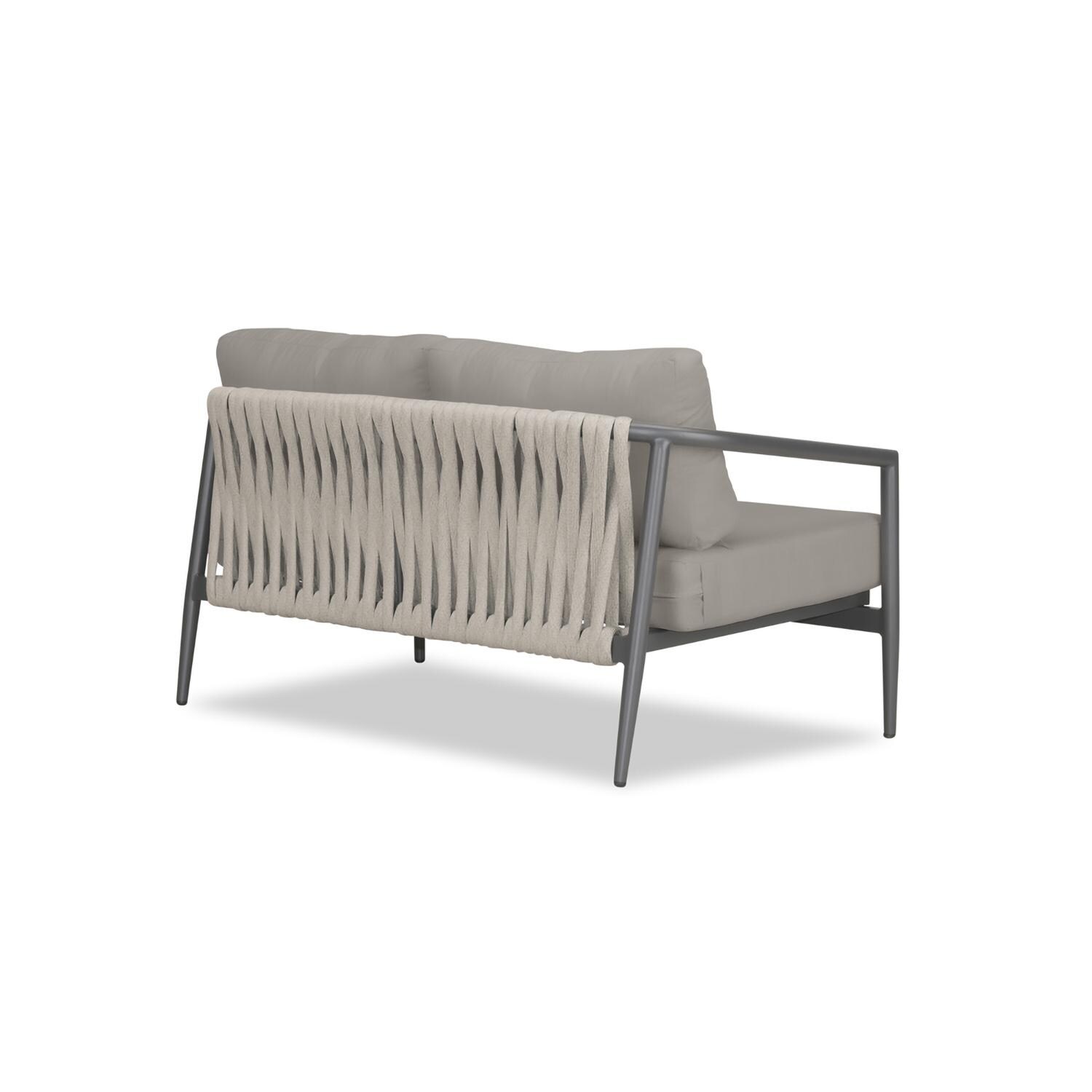 Lakeview Midnight Cove 2 Person Aluminum Loveseat in Slate/Pebble Gray/Canvas Charcoal - Back Right - White Background thumbnail