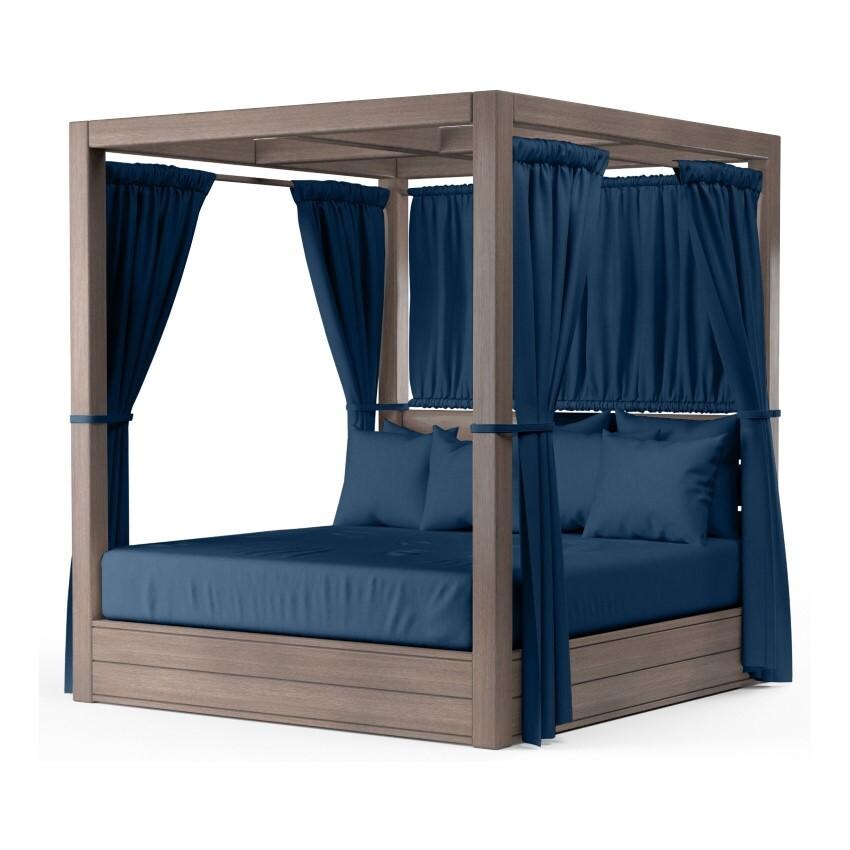 Laguna Aluminum Resort King Daybed w/ No Welt in Driftwood/Spectrum Indigo by Sunset West - Angled - White Background thumbnail