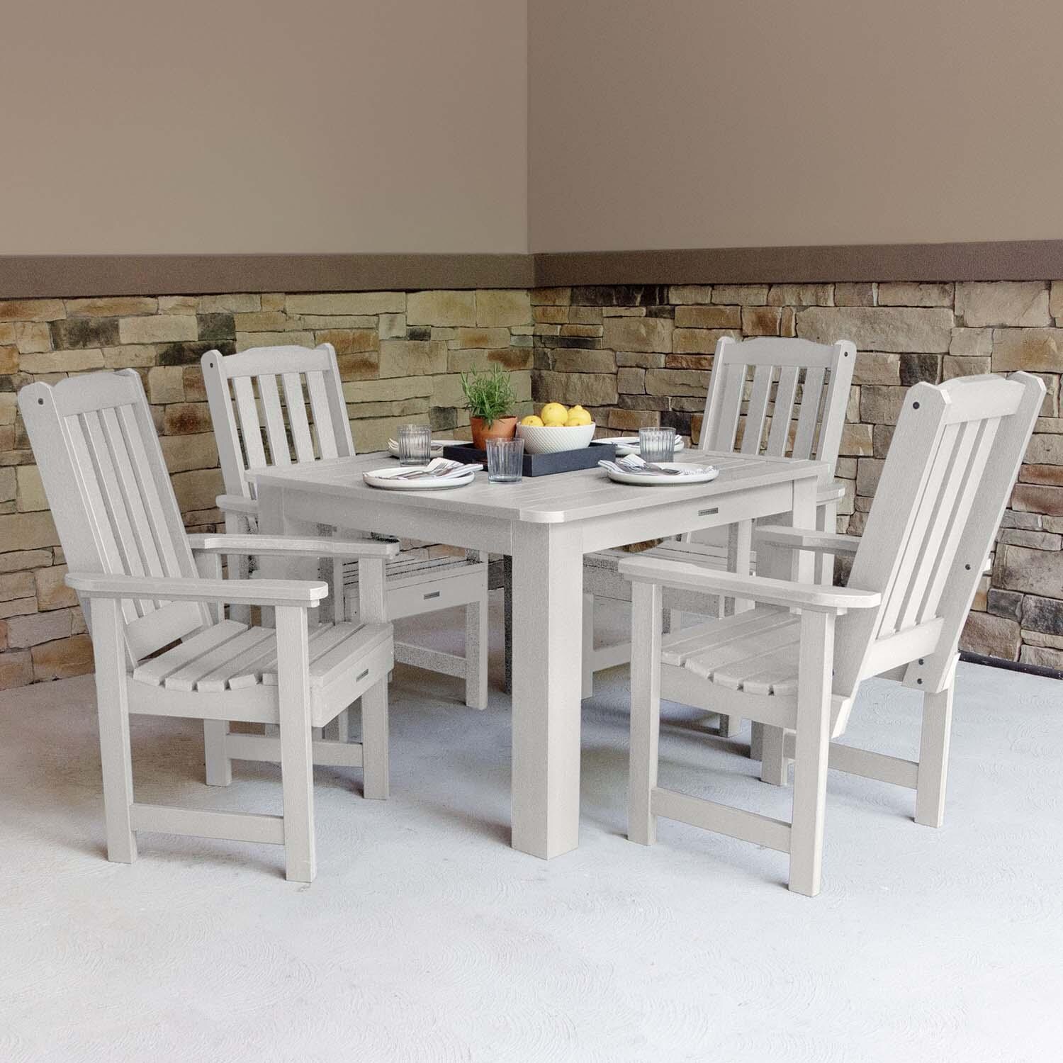 Hart Lane 5 Pc Recycled Plastic Square Dining Set in White by Lakeview Outdoor Designs
