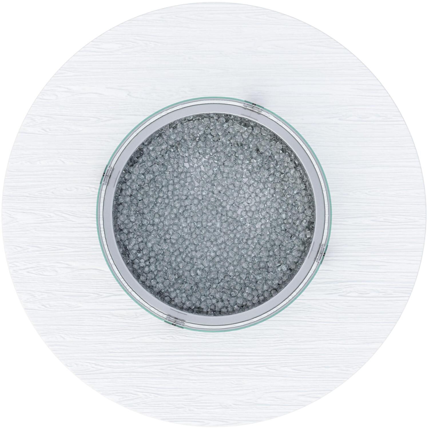 Azzurro Living Luna 41 Inch Propane Fire Table W/ Tank Cover in White - Front W/ Flame - White Background thumbnail