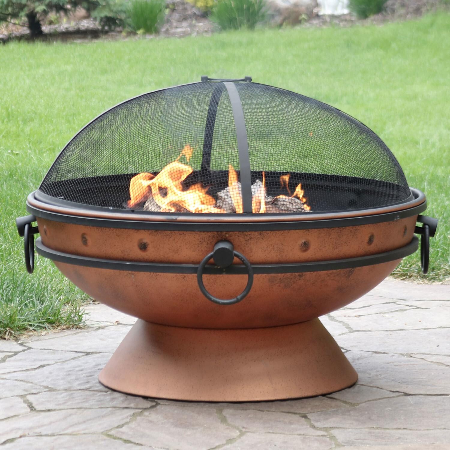 Sunnydaze Decor Royal Cauldron 31-Inch Steel Wood Burning Fire Pit - Copper - NB-FFP30-COPPER
