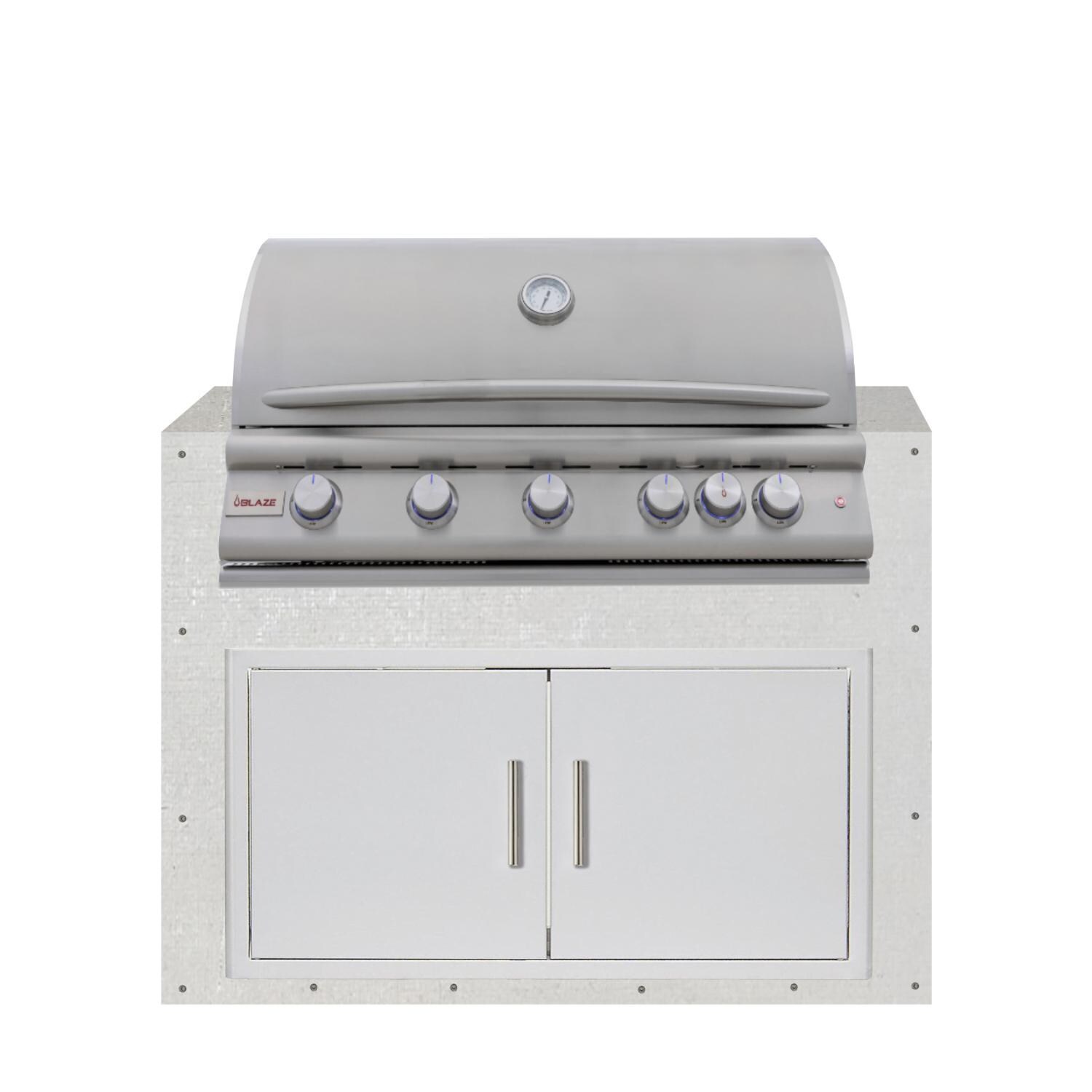   BBQGuys Signature 48-in Ready for Finish Outdoor Kitchen Module w/ Blaze LTE+ 40-in Propane Grill & Double Doors - Module - White Background thumbnail