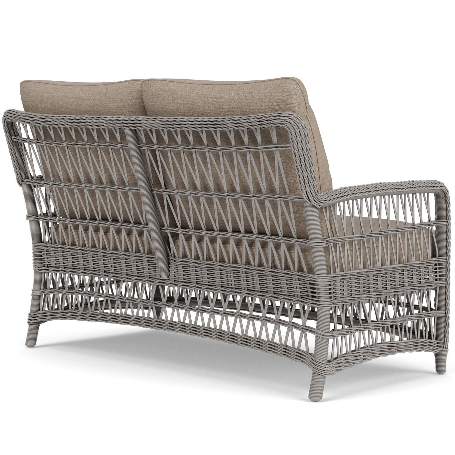 Lloyd Flanders Mackinac Loveseat in Putty Finish with Demo Oatmeal Fabric - Rear Right thumbnail