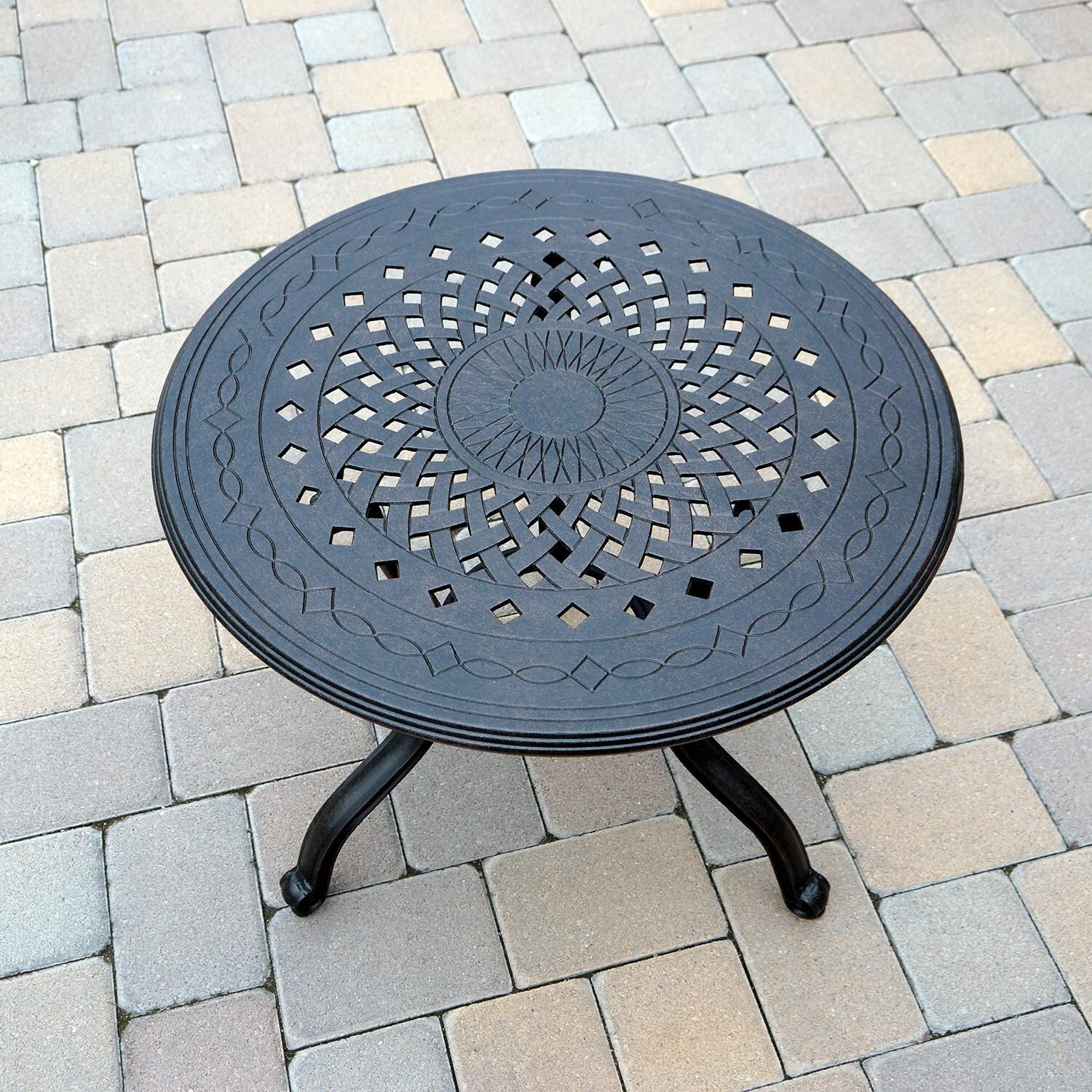 Darlee Nassau 3 Pc Bistro Set w/ 24 Inch Table & Swivel Rockers - Table - Top - Detail thumbnail