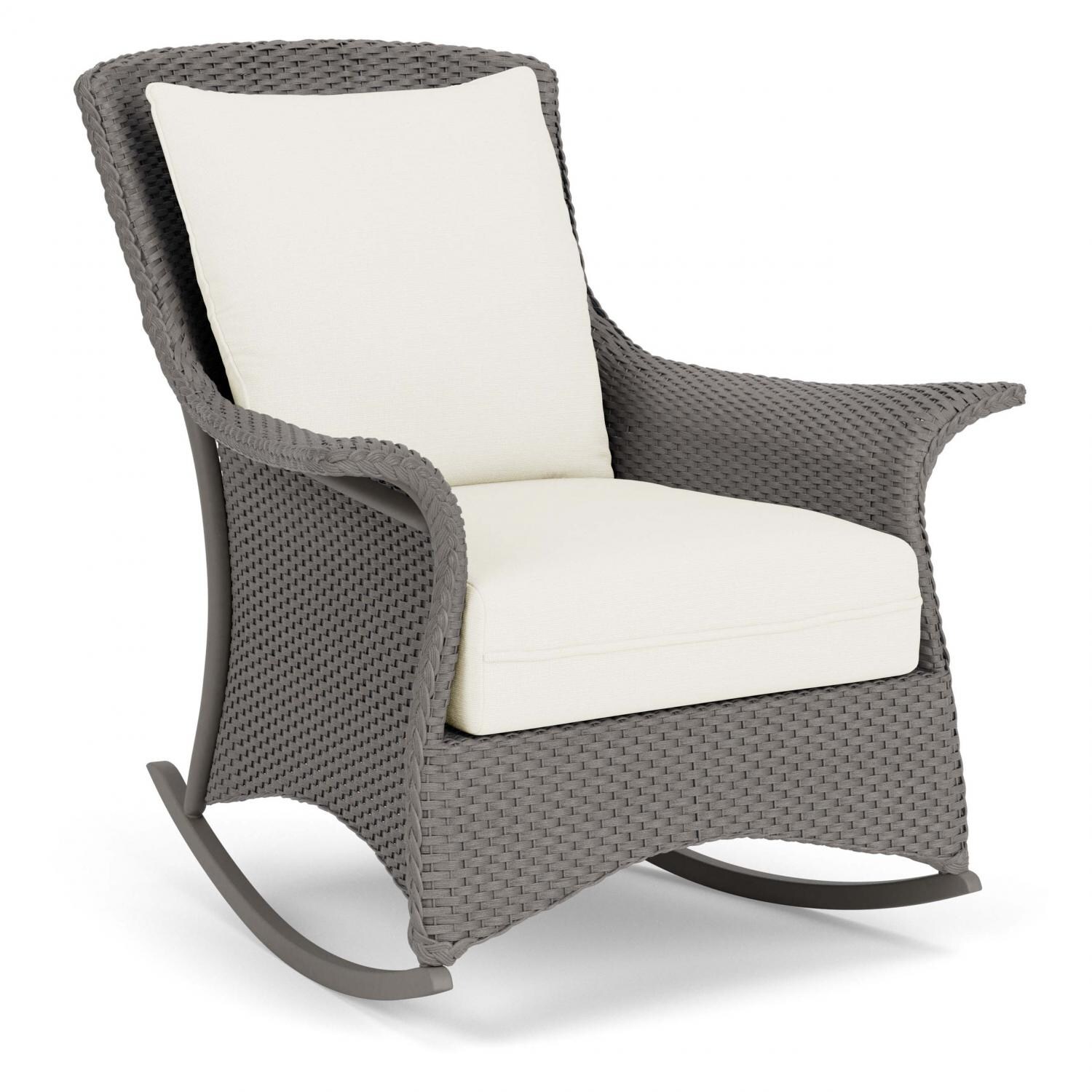 Lloyd Flanders Mandalay Lounge Rocker in Pewter Finish with Sailcloth Salt fabric - Angled thumbnail