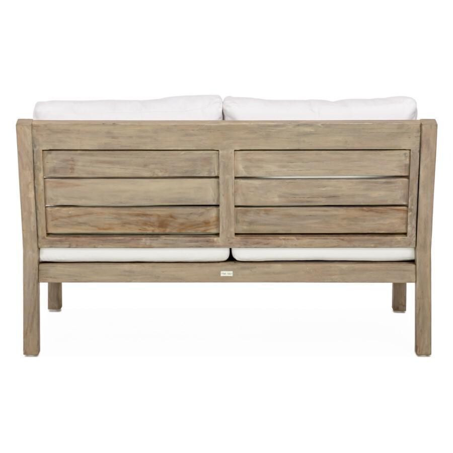 Teak + Table Monday Brushed Teak Patio Loveseat in Sand - Back Frame - White Background thumbnail